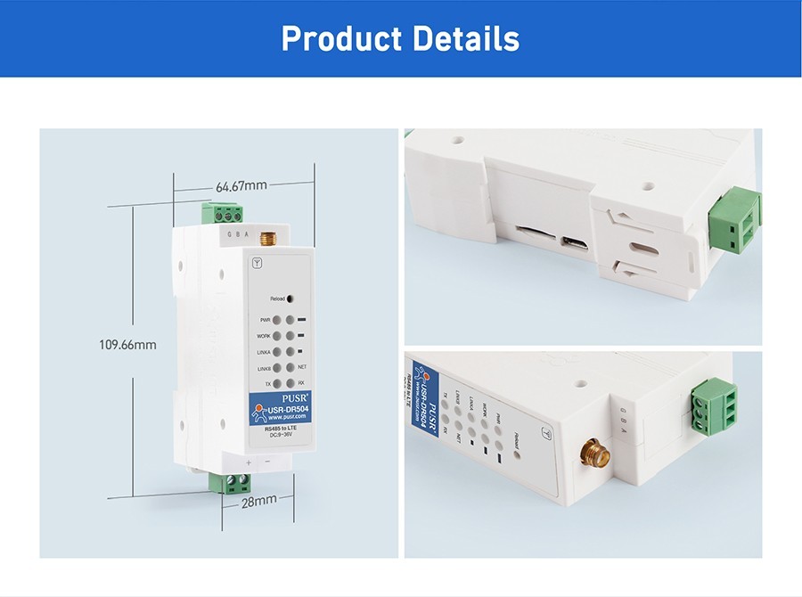 PUSR Din Rail RS485 Industrial Cellular Modems With Sim Card USR-DR504-G