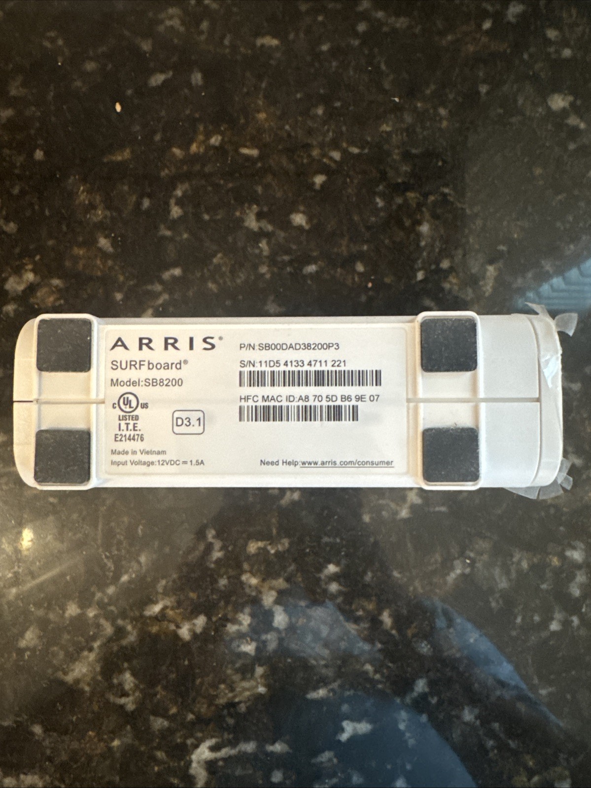 ARRIS SURFboard SB8200 DOCSIS 3.1 Cable Modem 2.0Gbps Dual Gigabit White