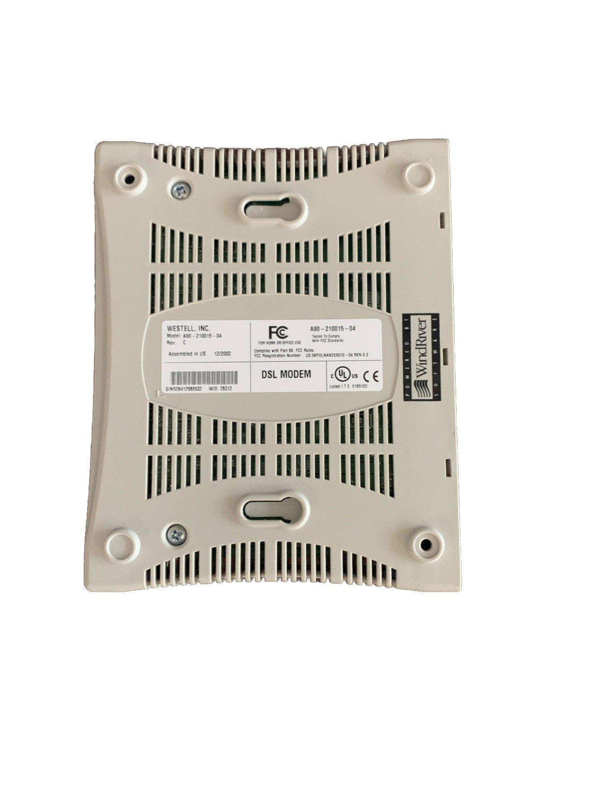DSL Modem A90-210015-04 WireSpeed – Westell Power Supply Not Included