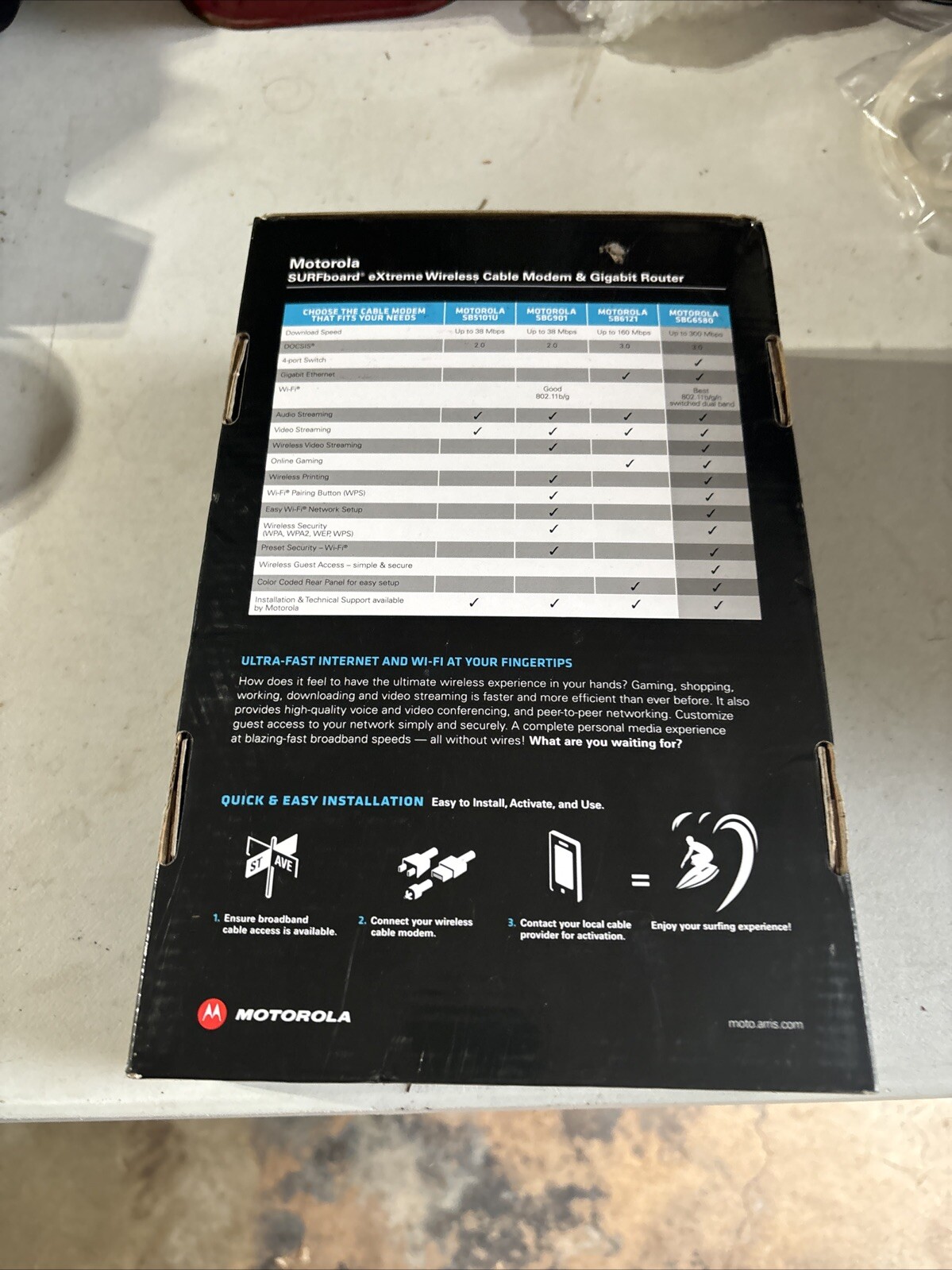Motorola Surfboard Extreme Wireless Cable Modem Gigabit Router SBG6580