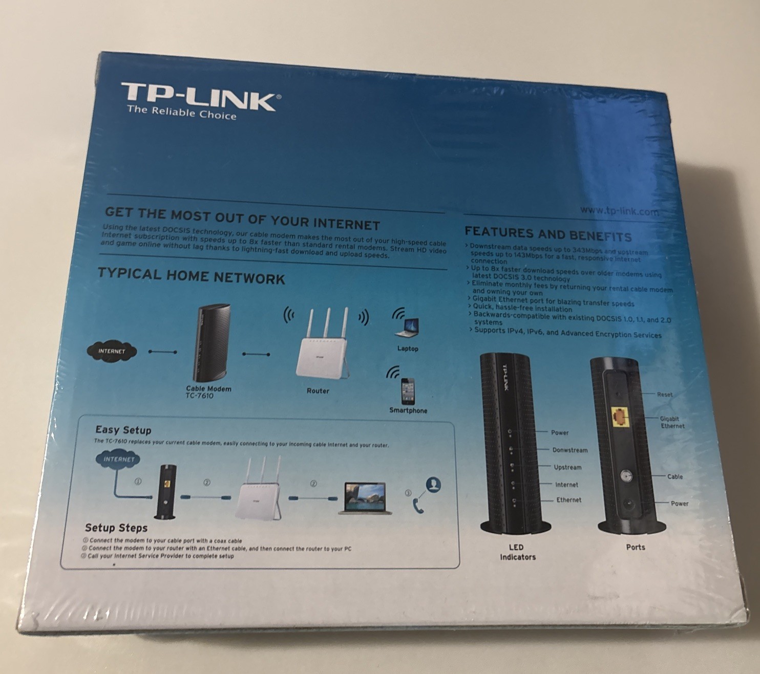 TP-Link TC-7610 DOCSIS 3.0 (8x) Cable Modem (new sealed)