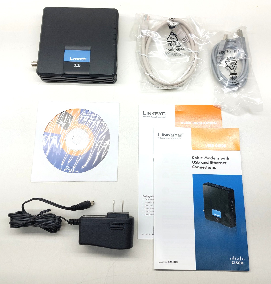 Linksys CM100 Cable Modem with USB and Ethernet Connections
