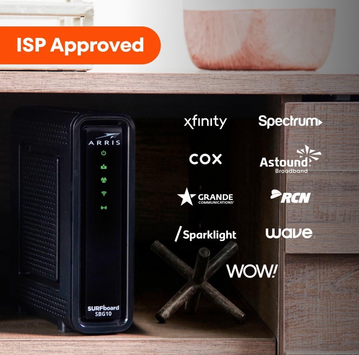 ARRIS(SBG10)-Cable Modem Router Combo- DOCSIS 3.0. WiFi Internet Speeds