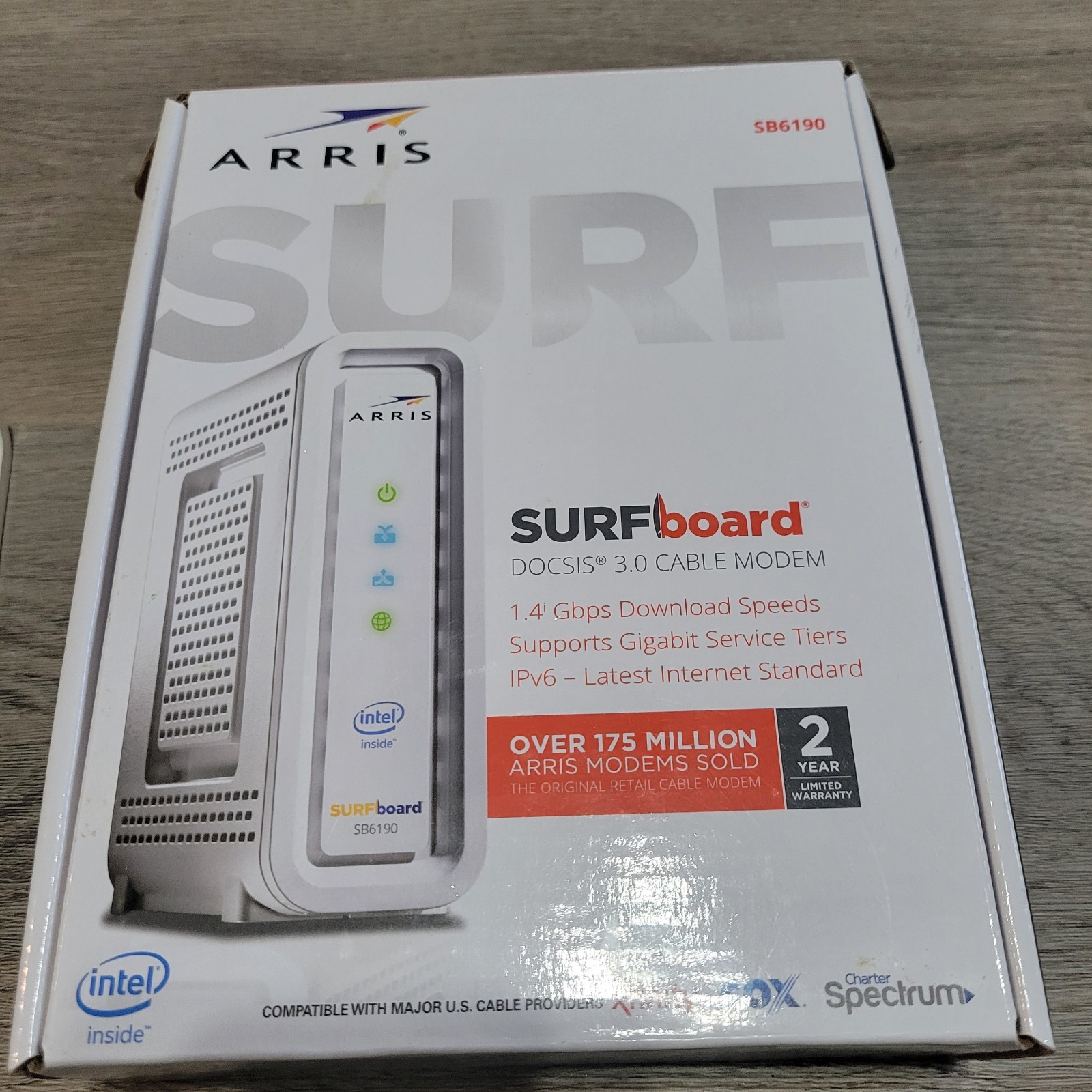 New ARRIS SB6190 SURFboard DOCSIS 3.0 Cable Modem Gigabit No Adapter