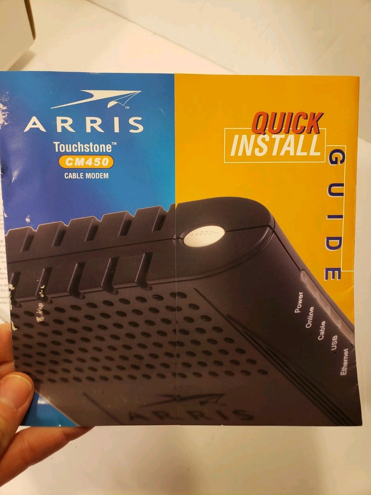 Arris Cable Modem Router Model CM450A WiFi AC Power Cord CD