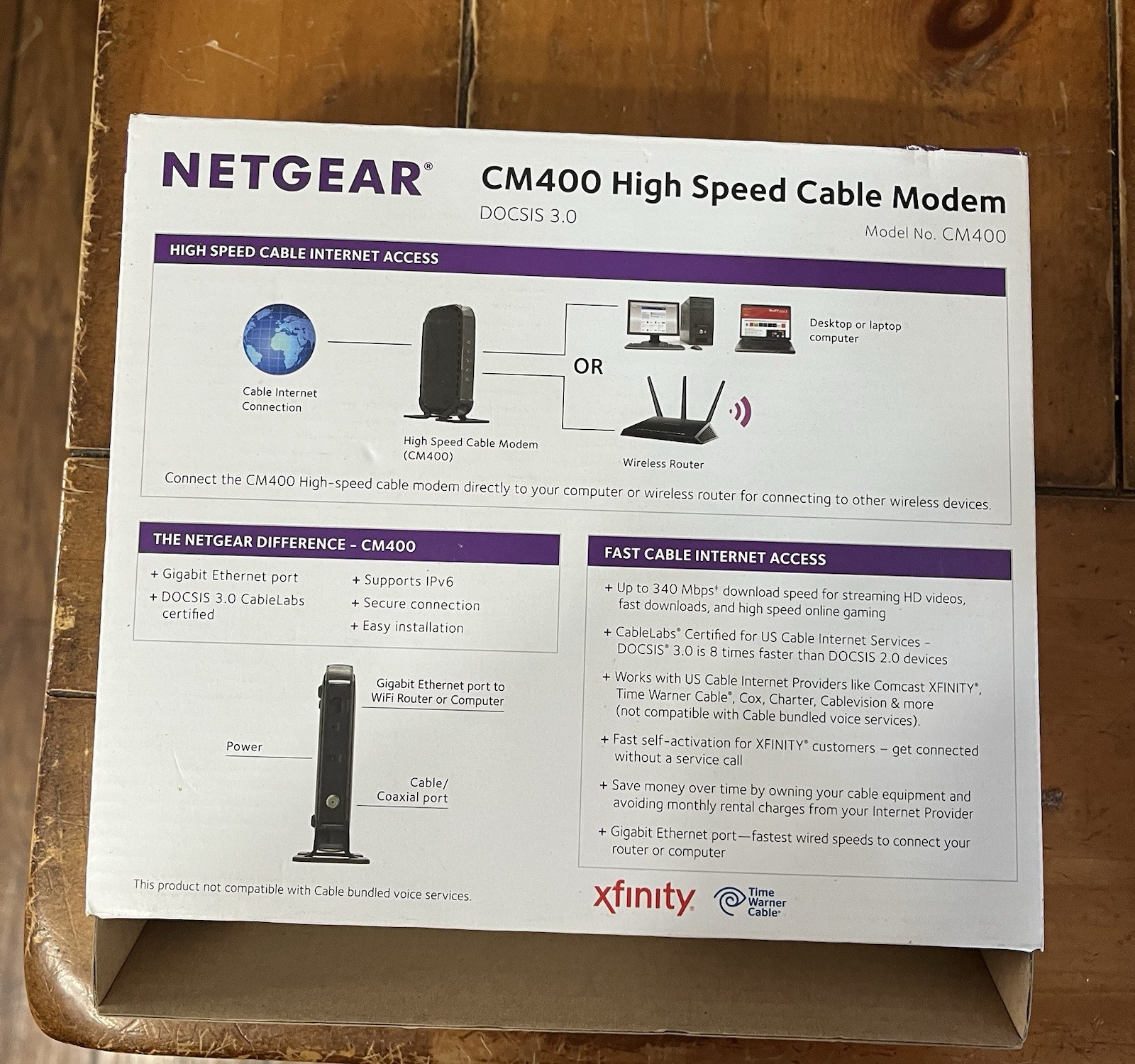 NETGEAR CM400 High Speed Cable Modem DOCSIS 3.0 New Complete Box Opened Package
