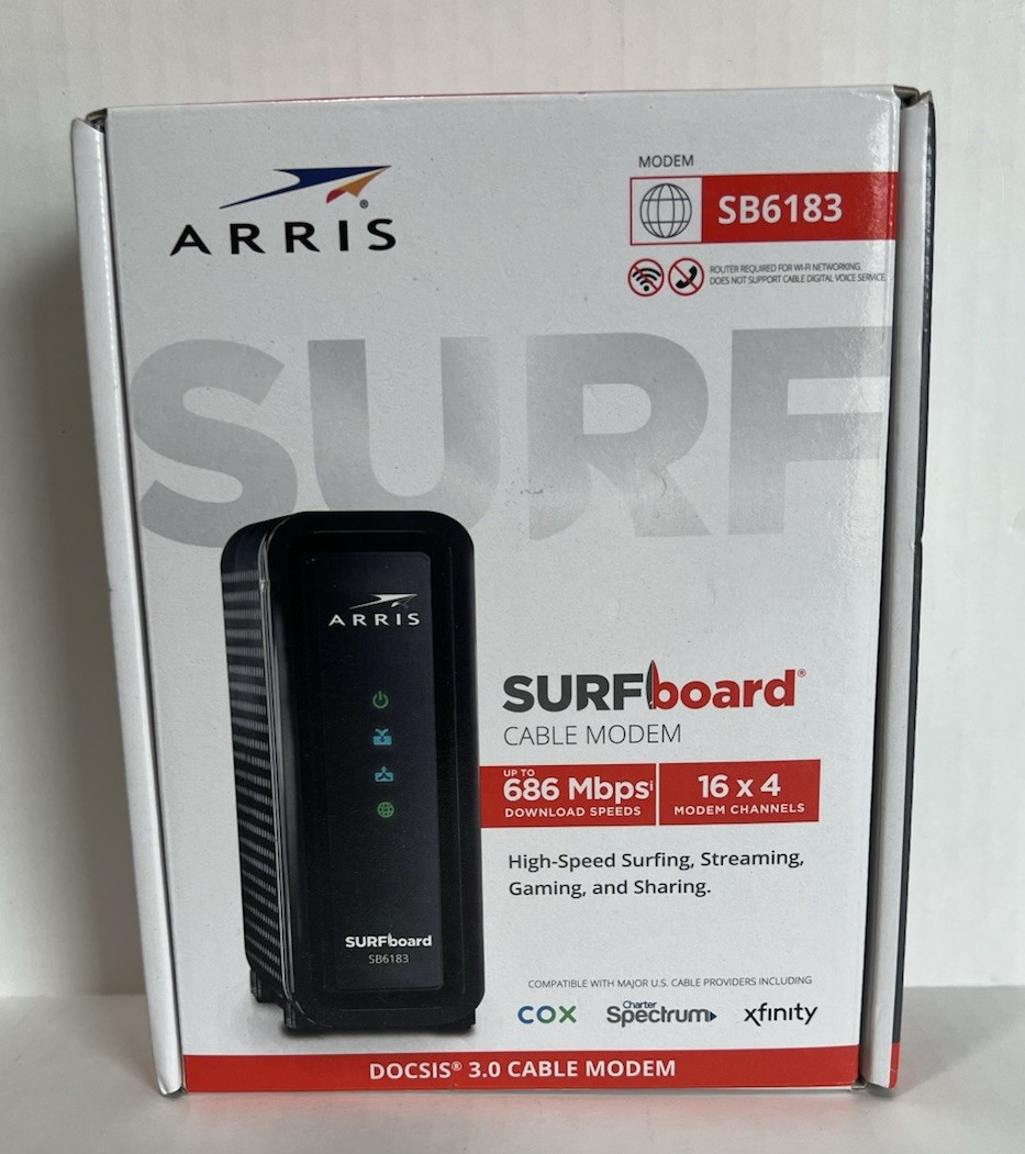 ARRIS Surfboard SB6183 DOCSIS 3.0 Cable Modem, 686 Mbps Max Fast Shipping