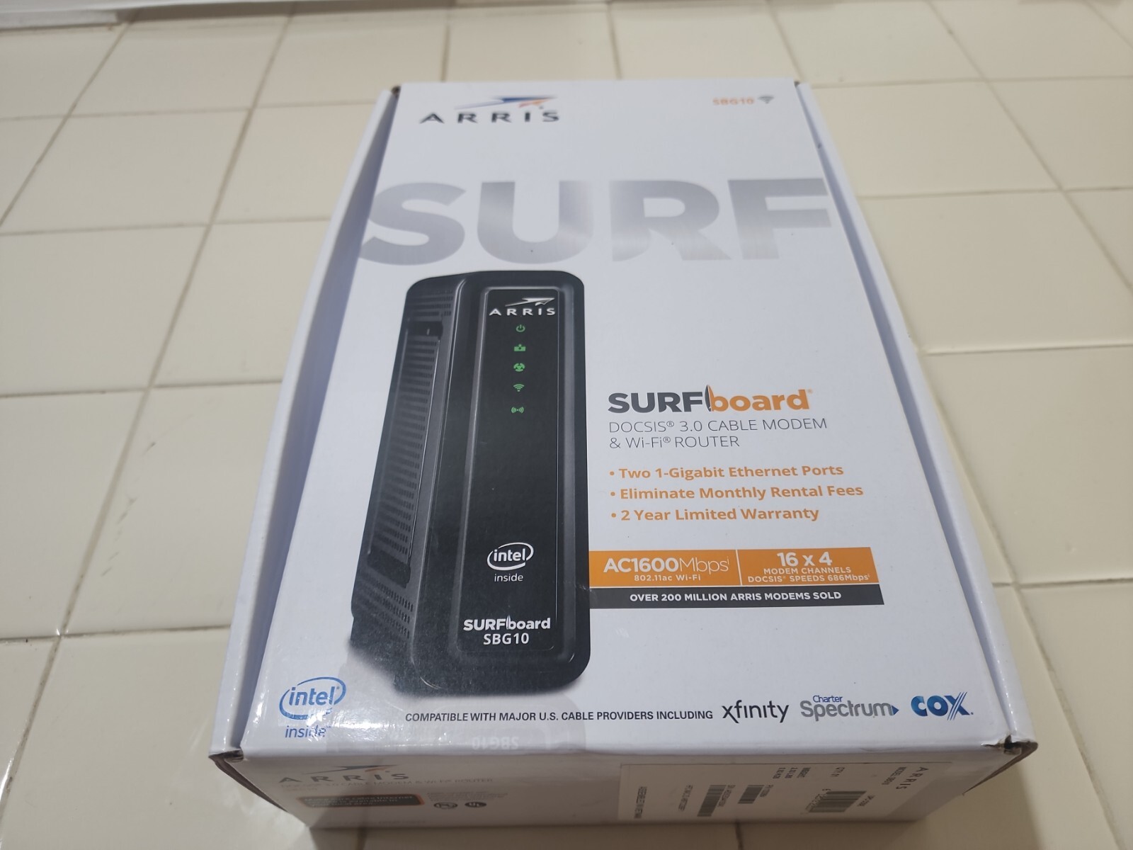 ARRIS SBG10 SURFboard AC1600 Dual-Band Cable Modem Router Black
