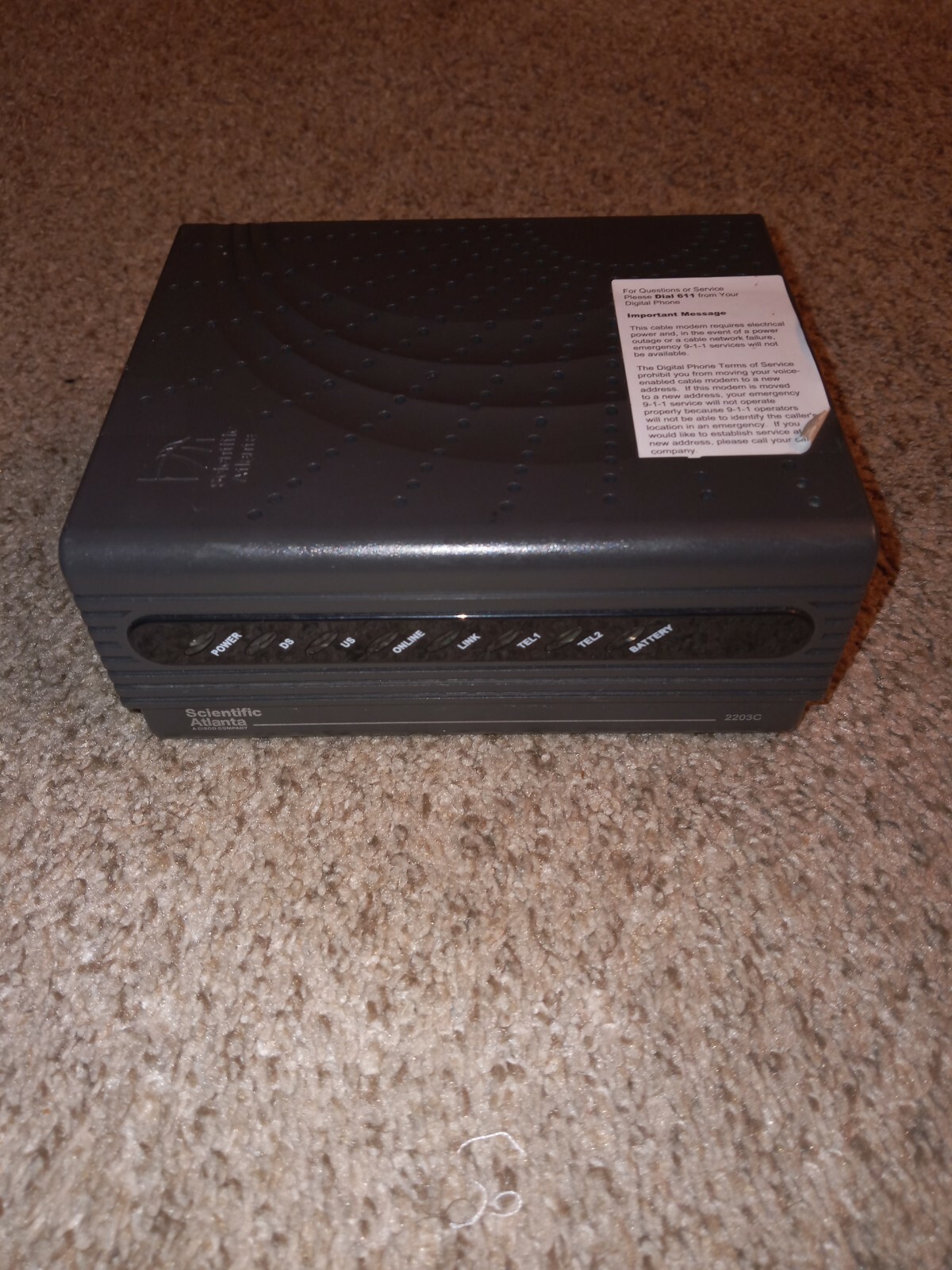 Scientific Atlanta/Cisco DPC2203C VOIP Cable Modem P/N 4013088 **MODEM ONLY**