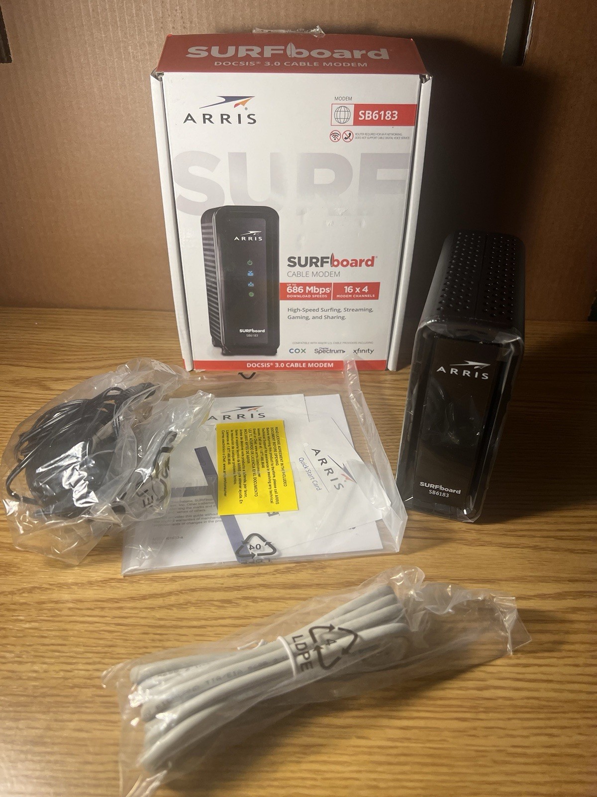 Cable Modem, ARRIS SURFboard – SB6183, 686 Mbps Speeds, 16 x 4 Channels, Black