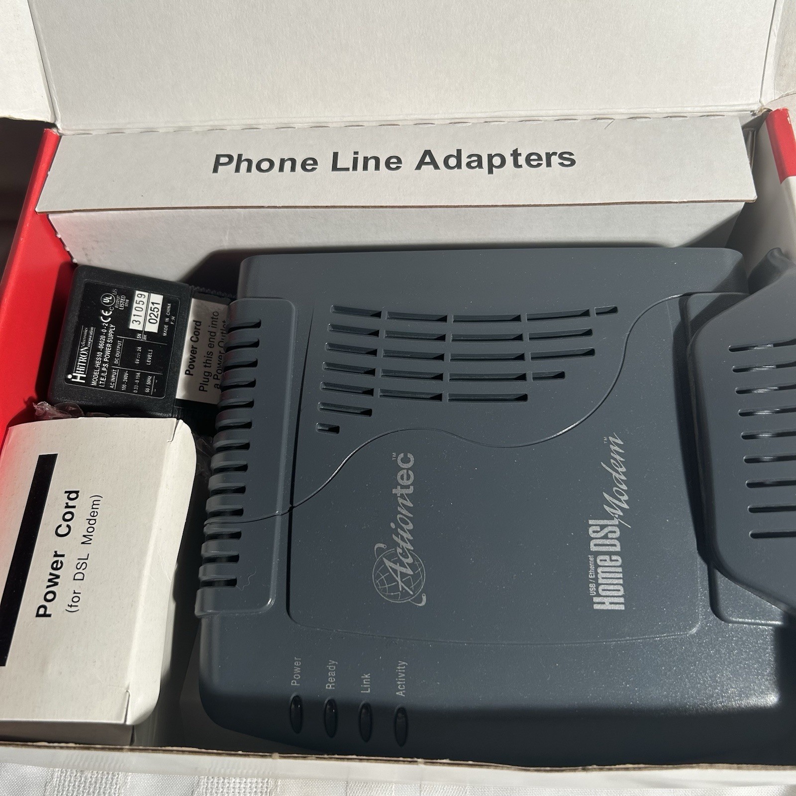 Actiontec HomeDSL Modem DSL AOL Broadband Kit w/ Power Cord & Phone Adapters