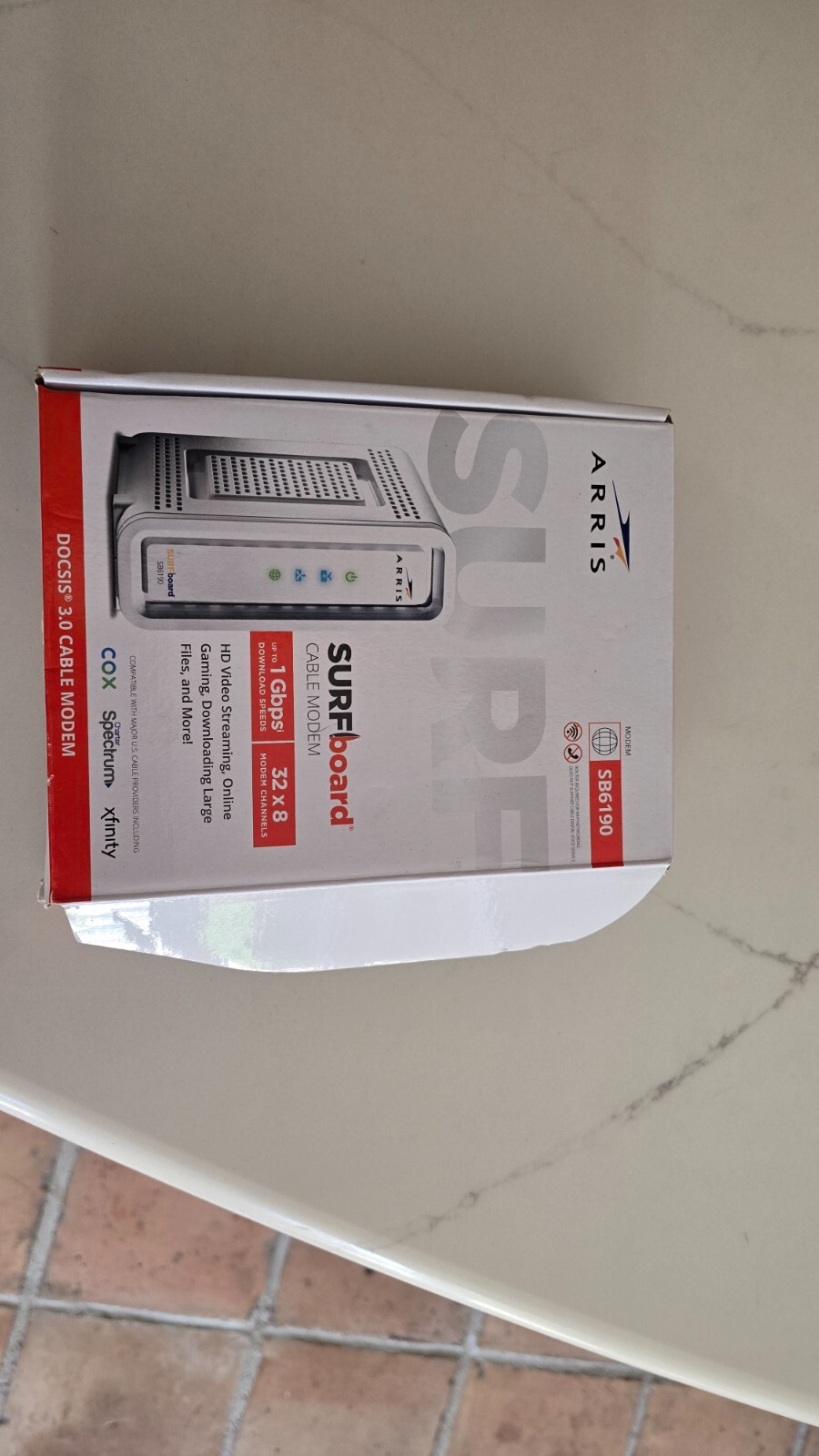 ARRIS SURFboard SB6190 DOCSIS 3.0 High-Speed Cable Modem. 32×8 Channel Bonding