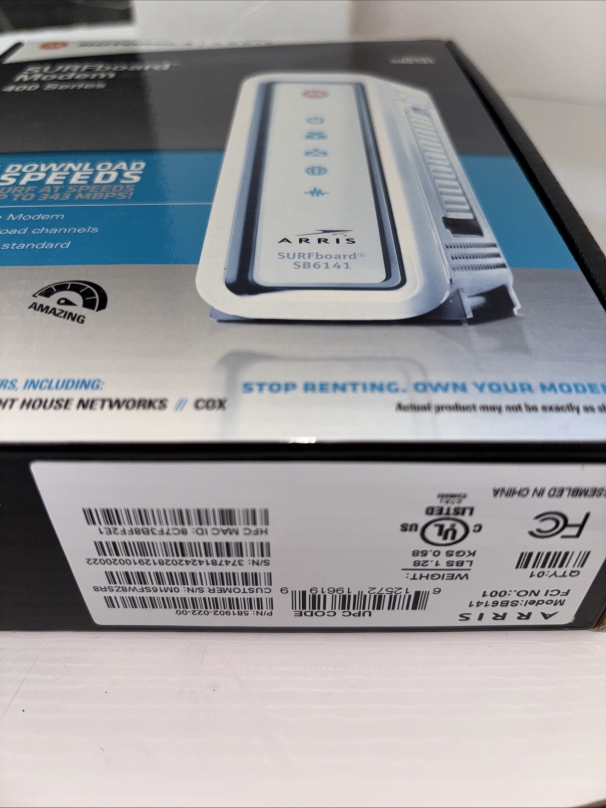 Motorola Arris SURFboard Modem 400 Series SB6141 343 Mbps DOCSIS 3.0 Ethernet