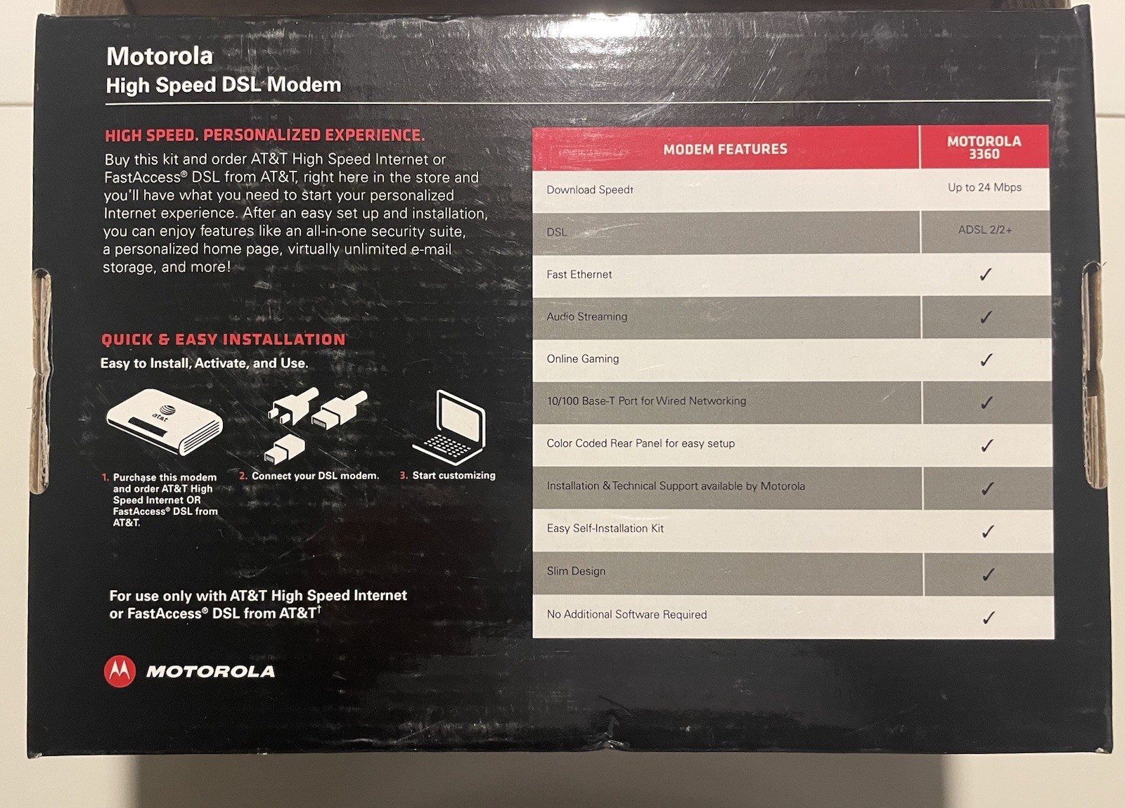Motorola 3360 Modem – For Use With AT&T DSL High Speed Internet & FASTACCESS DSL