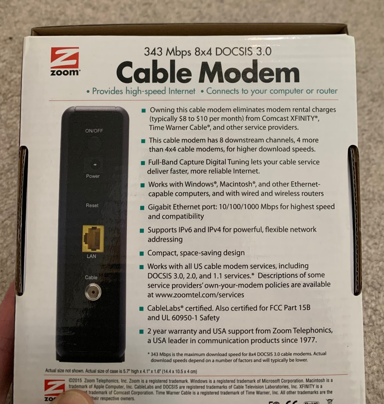 Zoom Cable Modem 343 MBPS Model 5345
