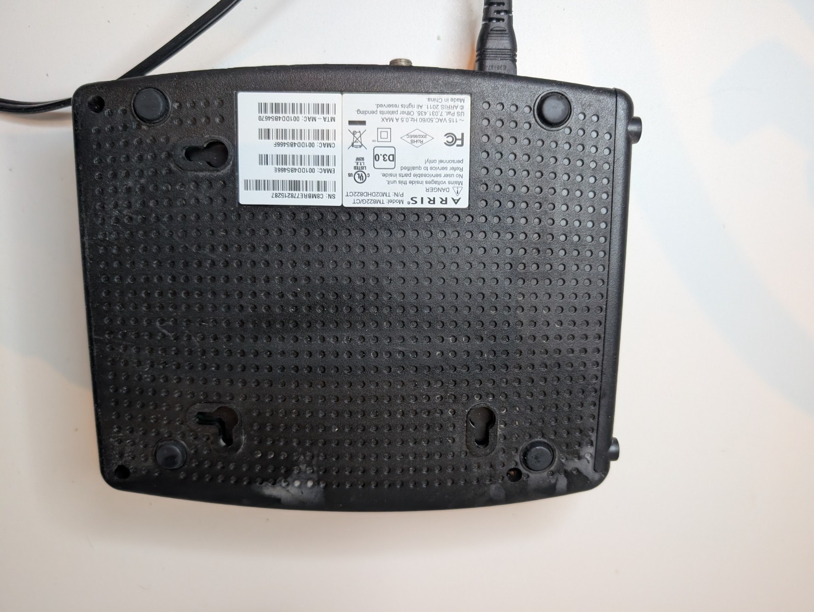 ARRIS TM822G/CT DOCSIS 3.0 Cable Modem TM822G Telephony eMTA Tested Working