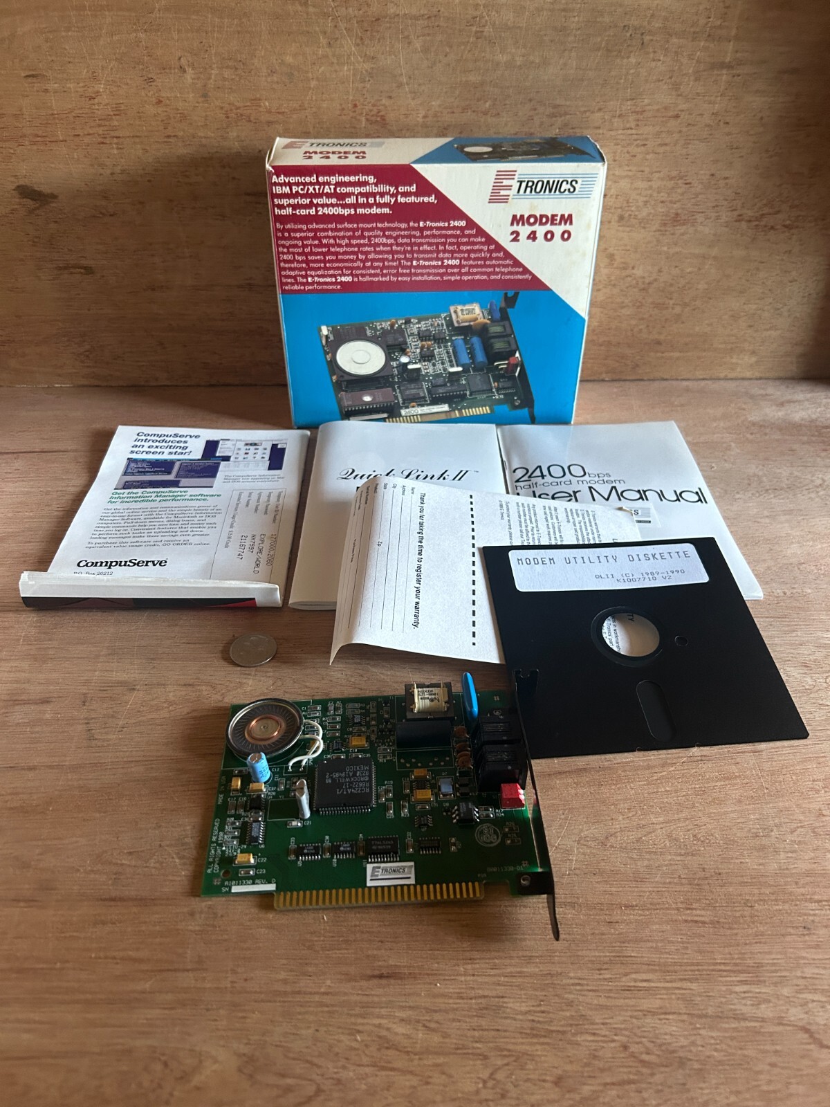 Etronics 2400 Internal Modem Half Card New Open Box USA Vintage Obsolete
