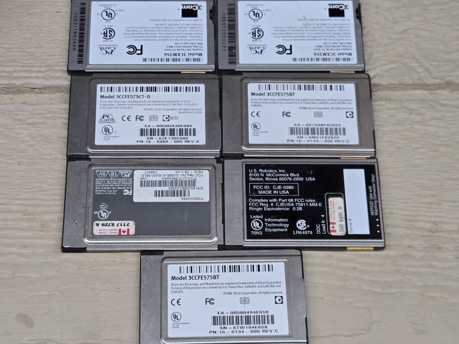 LOT Of 7 3Com & Others PCMCIA Megahertz PC Card Modem xjack connector FREE SHIP