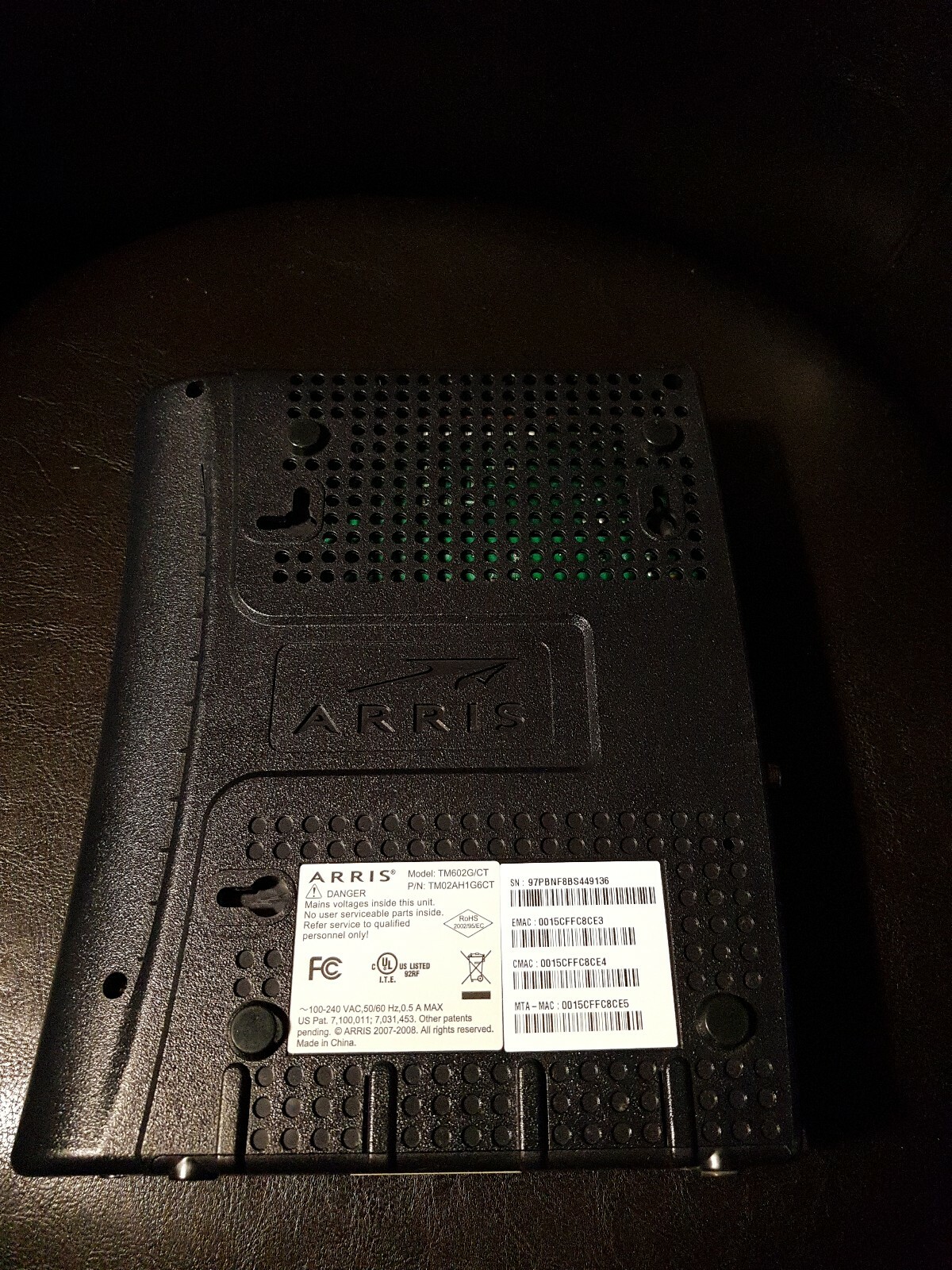 Arris TM602G/CT Touchstone Telephony Cable Modem TM02AH1G6CT