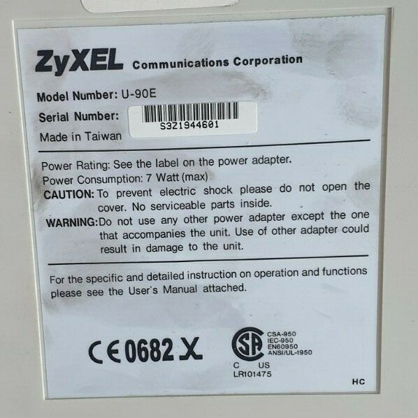 ZYXEL U-90E Serial External Fax Modem U-90E (R6S11.5)
