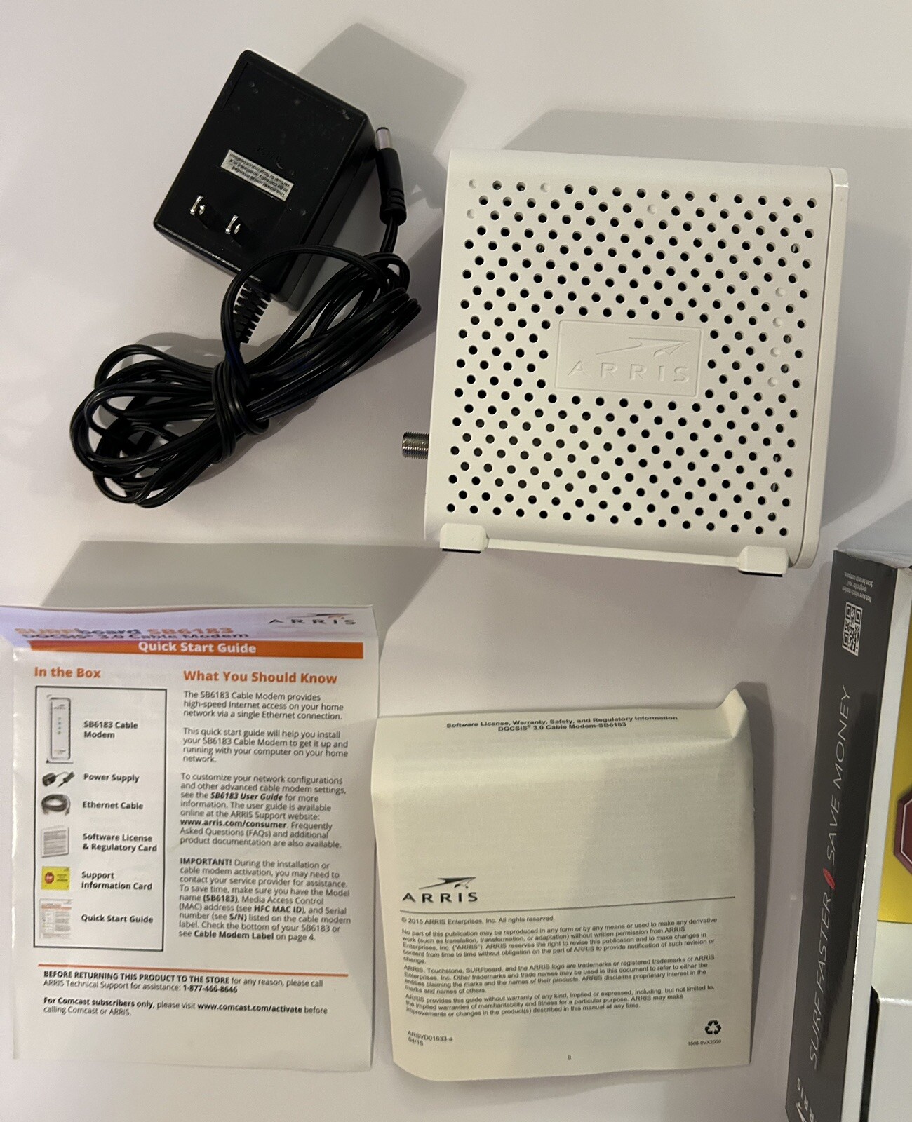 Arris SB6183 SURFboard DOCSIS 3.0 Cable Modem -White Open Box