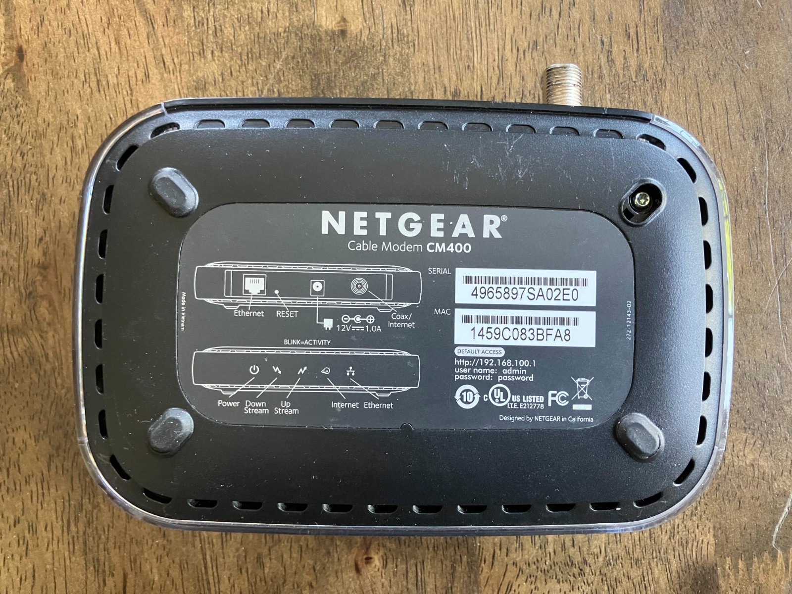 Netgear CM400 Cable Modem High-Speed DOCSIS 3.0 (CM400-100NAS) 340 Mbps
