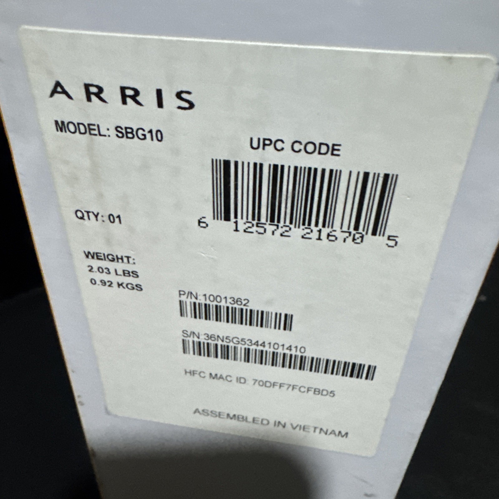 ARRIS SBG10 SURFboard AC1600 Dual-Band Cable Modem Router – Black