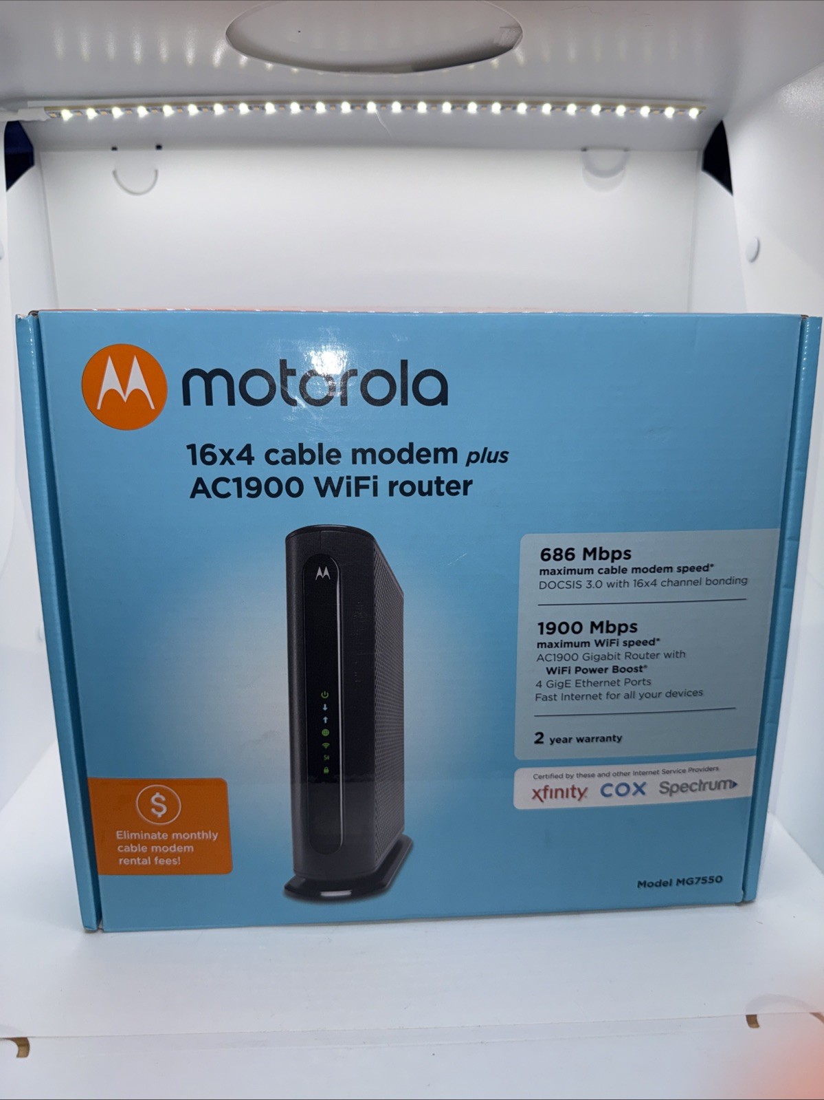 MOTOROLA MG7550-30 AC1900 WIFI ROUTER 16X4 CABLE MODEM PLUS ROUTER