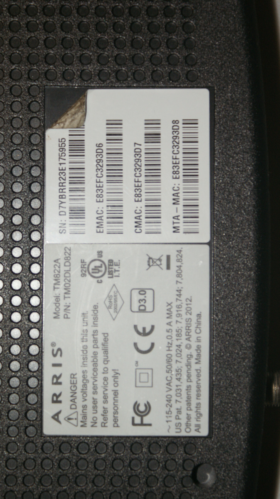ARRIS TM822A Cable Modem