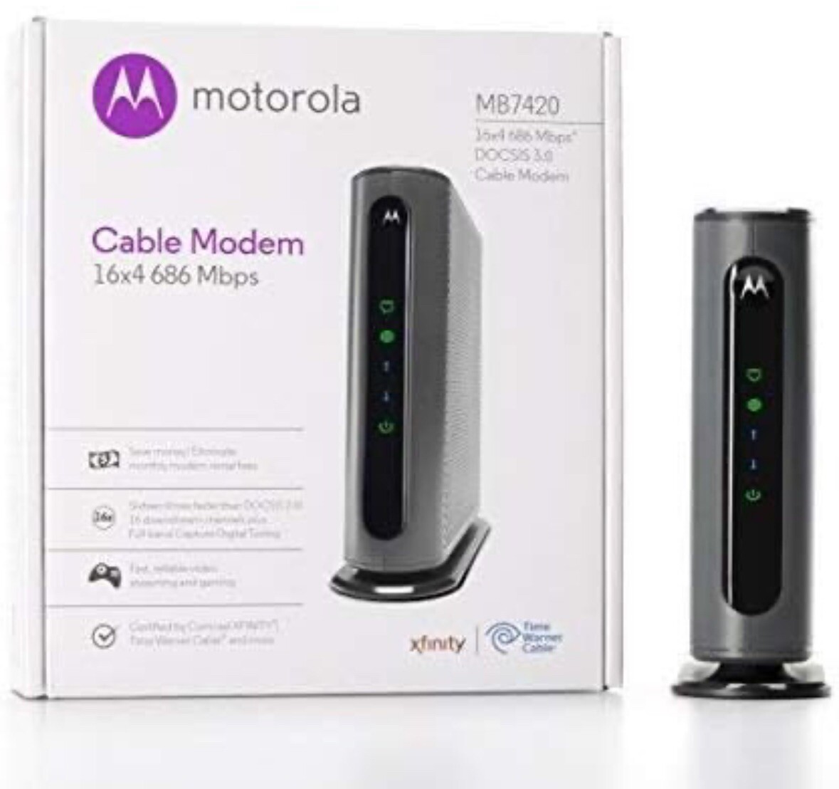 16×4 Cable Modem Model MB7420 686 Mbps DOCSIS 3.0 Certified by Comcast New
