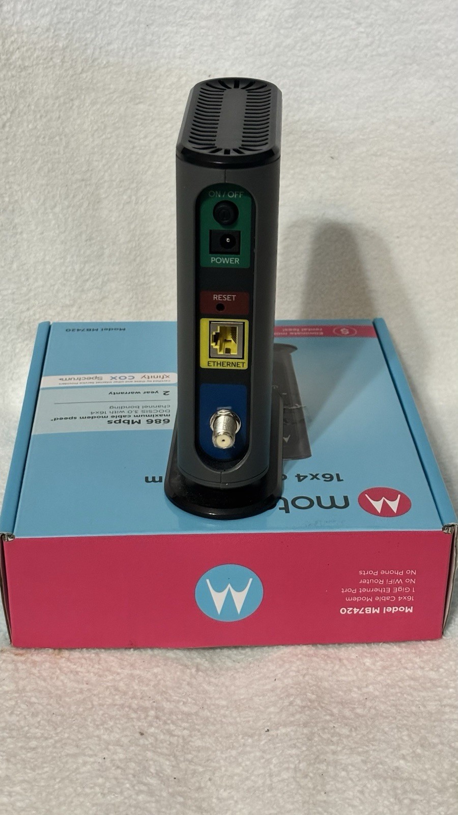 Motorola Black 16×4 Cable Modem Model MB 7420 Only Modem W/O Accessories Tested