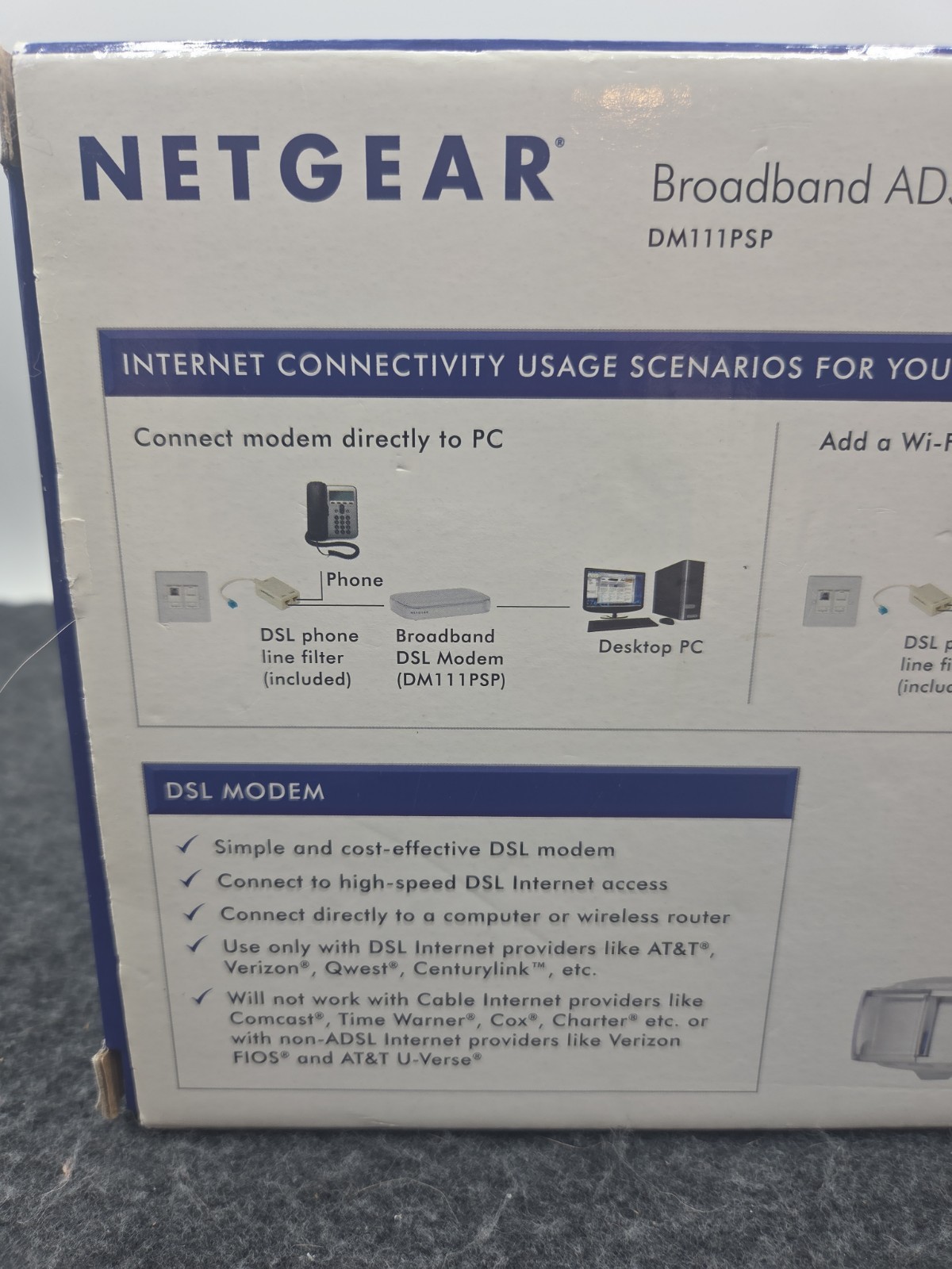 Netgear DM111PSPv2 ADSL2+ Modem High-Speed DSL Internet Modem Router