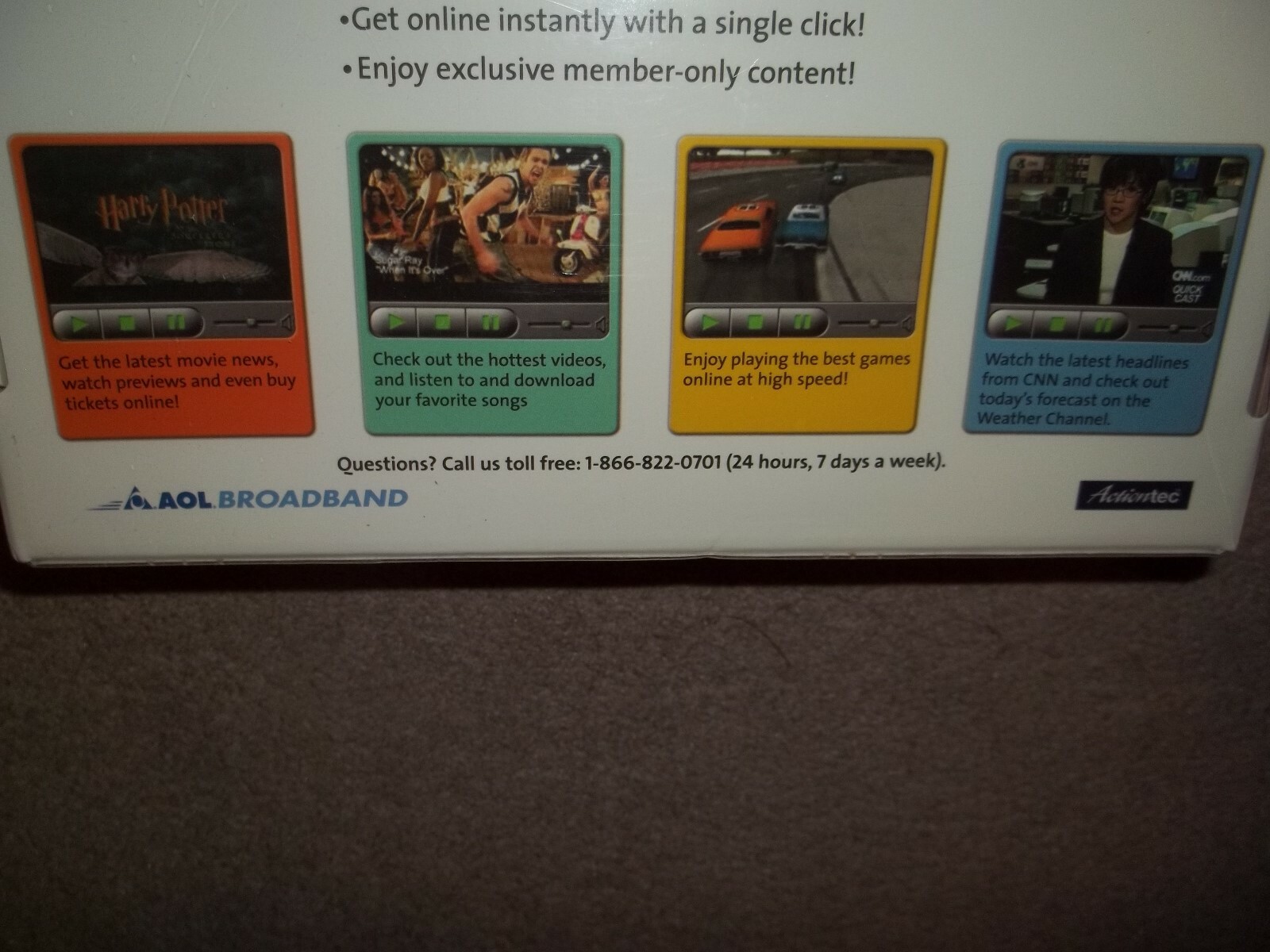 New Sealed Vintage Rare AOL Broadband w/ DSL Quick Kit Modem 2002 Action-Tec NIB
