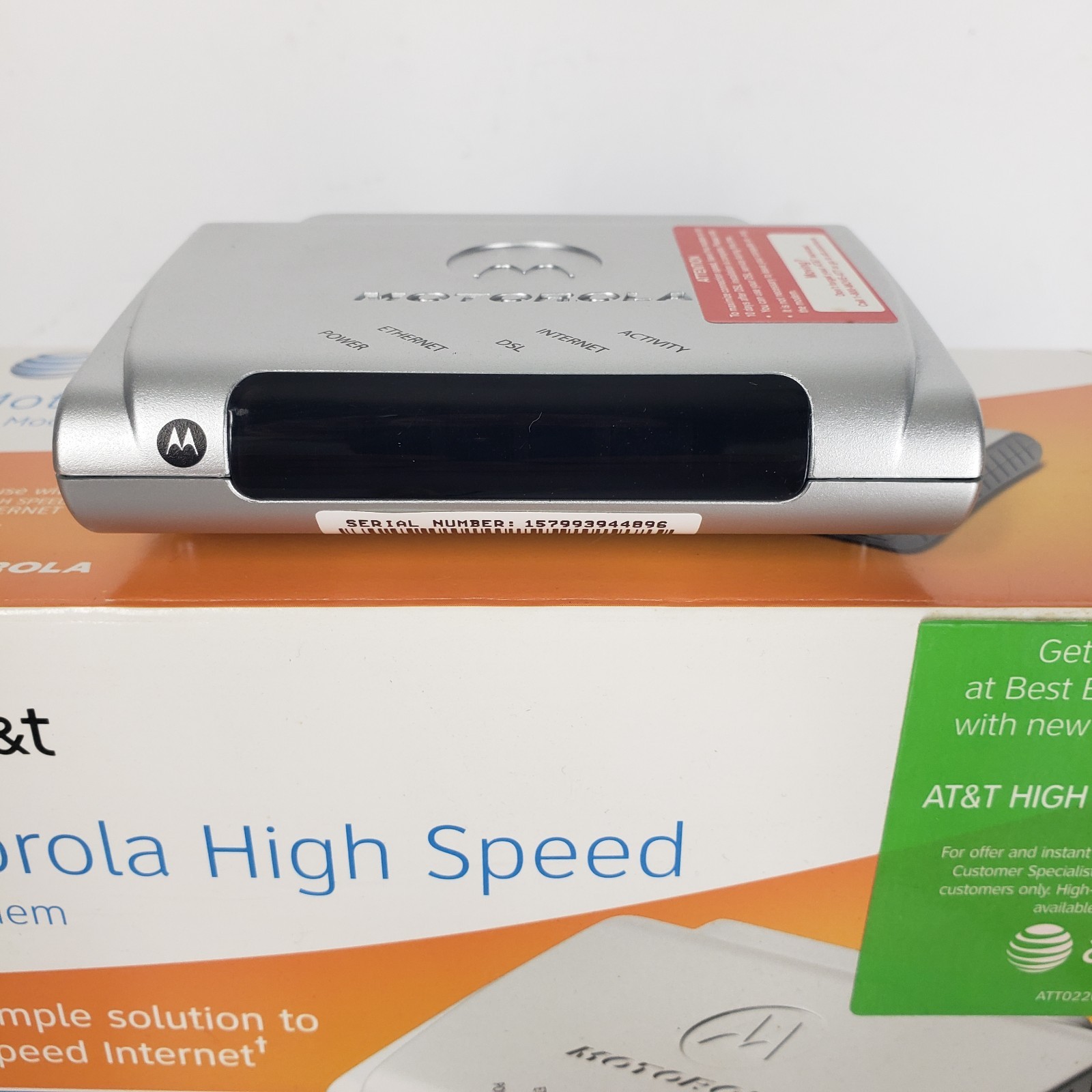 NEW Motorola 2210-02-1022 High Speed Internet DSL Modem w/ Power Supply AT&T