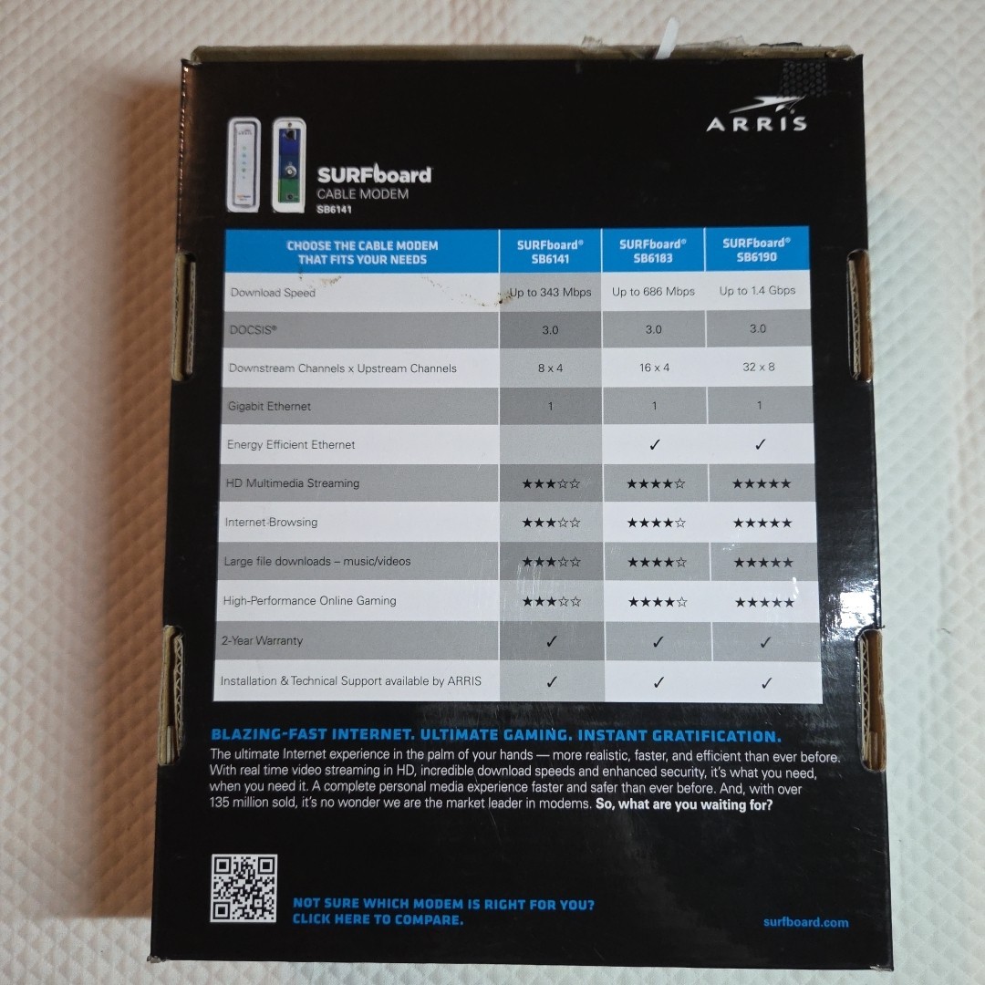 Motorola Arris Surfboard Modem SB6141 White DOCSIS 3.0 400 Series 581902-022-00
