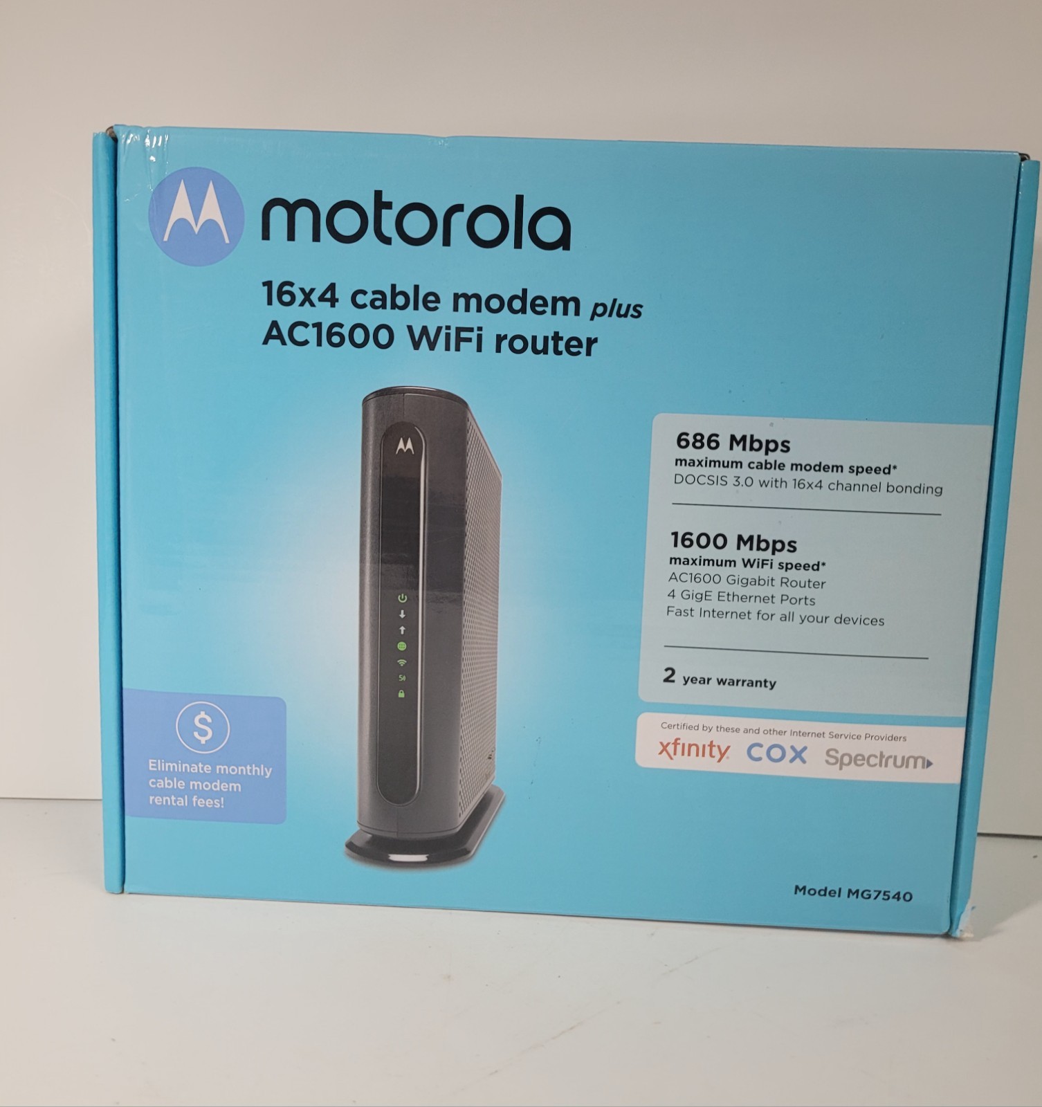 Motorola MG7540 16×4 DOCSIS 3.0 Cable Modem & AC1600 WiFi Router