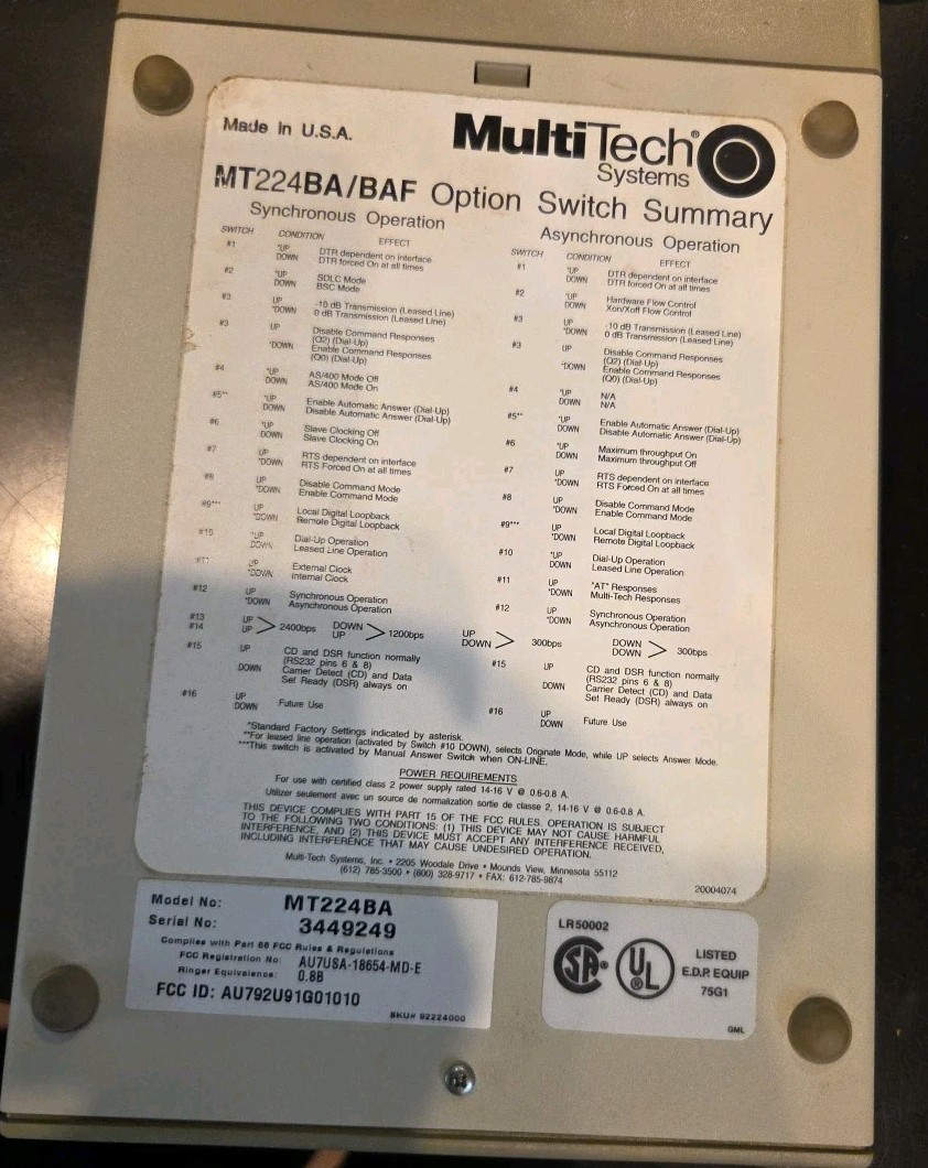 MULTITECH SYSTEM MT224BA INTELLIGENT MODEM