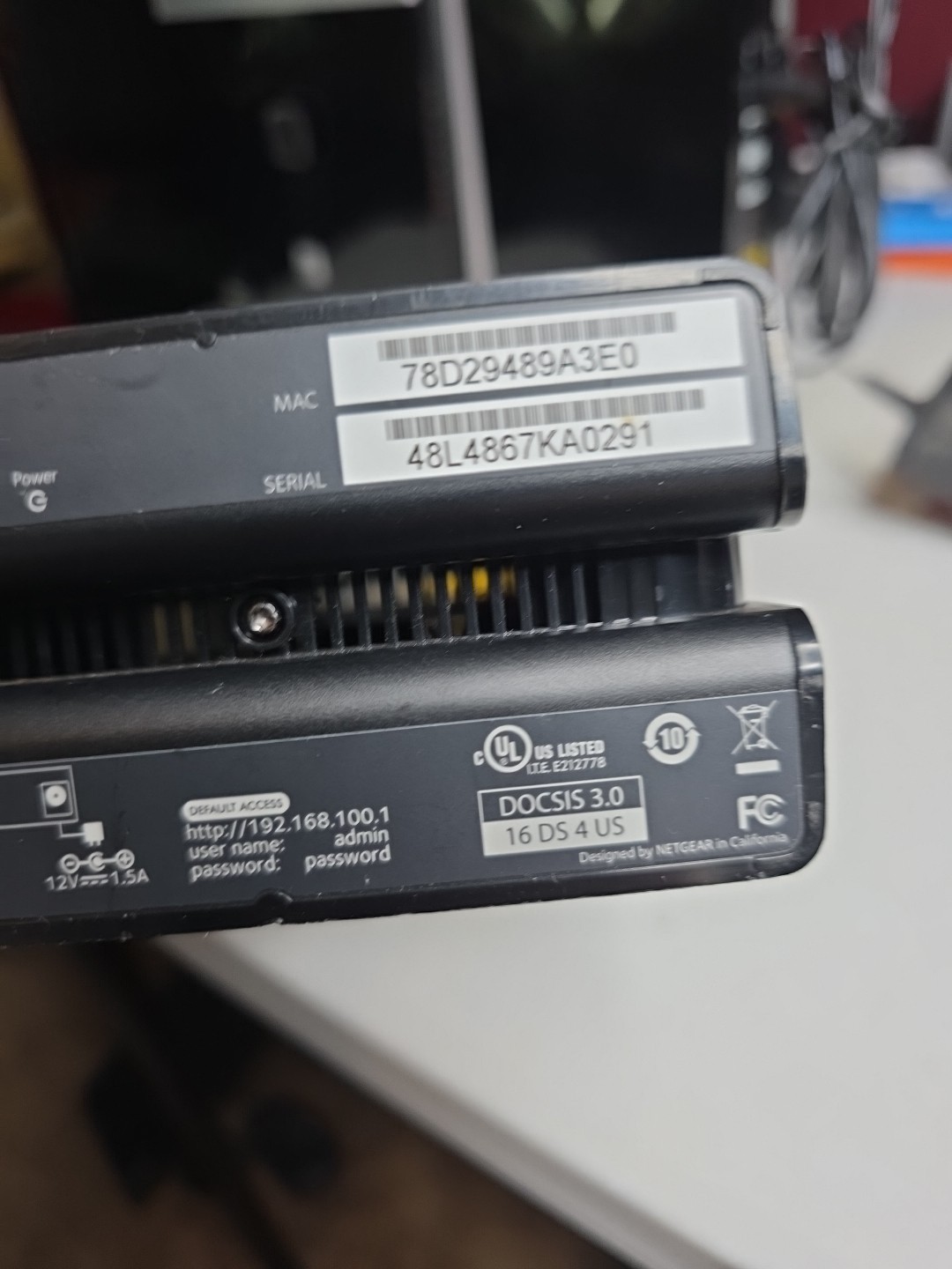 NETGEAR CM500 (CM500100NAS) 680 Mbps – Black – TESTED AND WORKING PWR & LAN INCL
