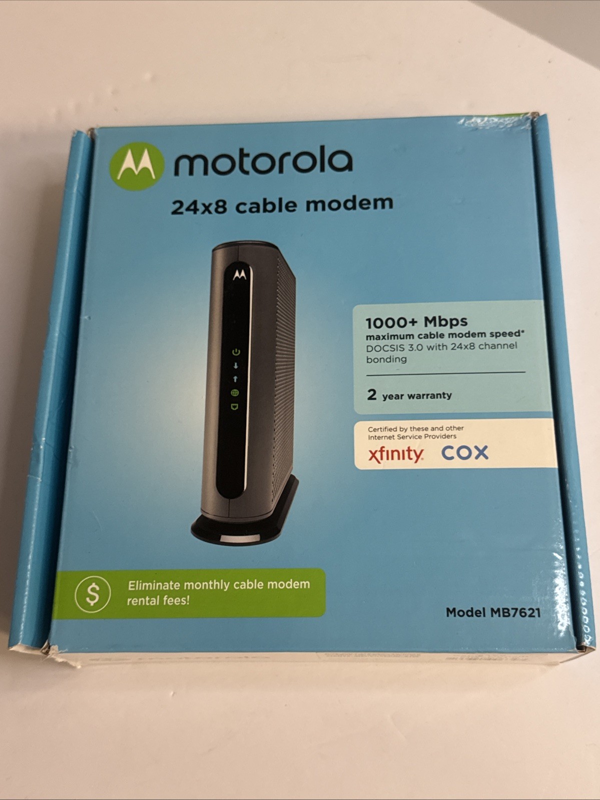 Motorola MB7621 24×8 DOCSIS 3.0 Cable Modem 1000+ Mbps Comcast XFINITY COX