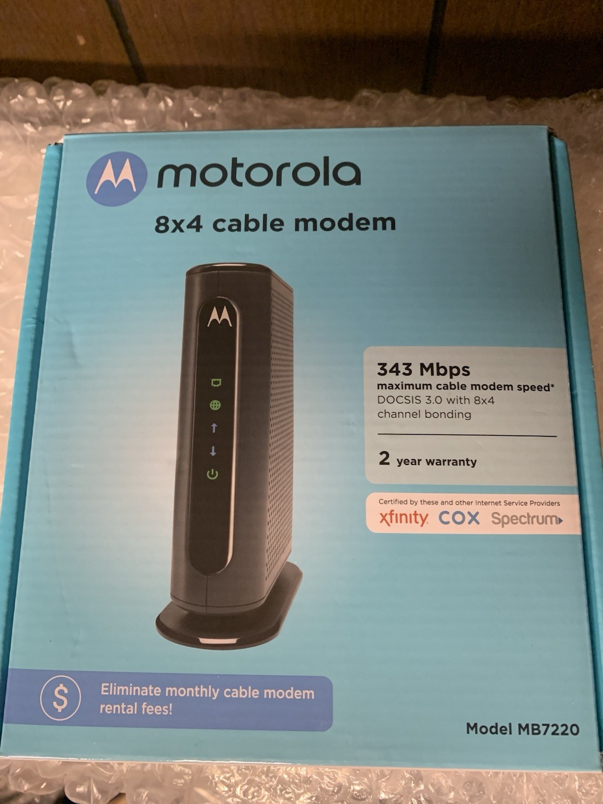 MOTOROLA 8×4 Cable Modem Model MB7220 343 Mbps DOCSIS 3.0, FREE SHIPPING