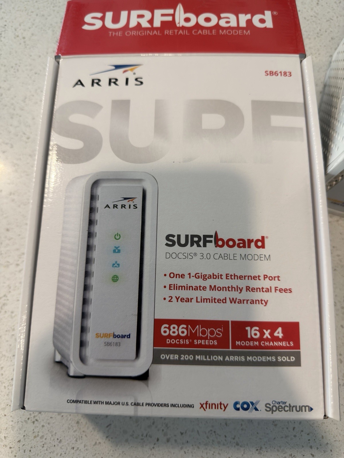 ARRIS SB6183 686 Mbps Cable Modem, White – 59243200300