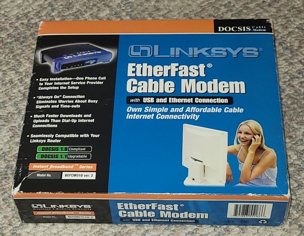 Linksys BEFCMU10 ver. 2 Cable Modem – Excellent Condition in box