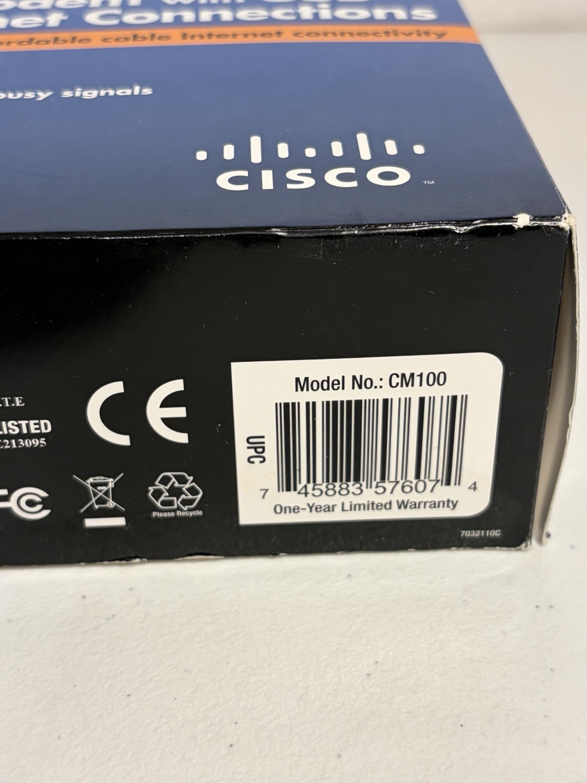 Cisco-Linksys Cable Modem with USB And Ethernet Connections Model #CM100