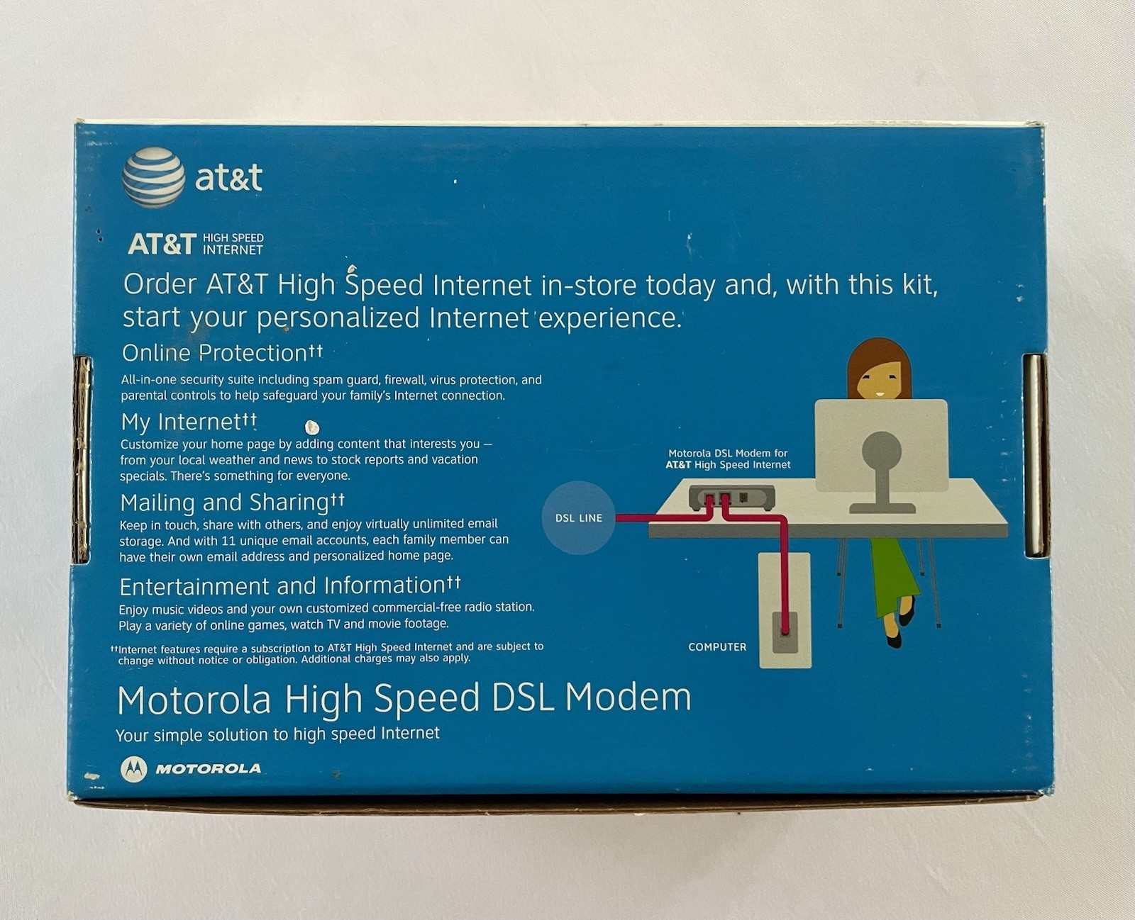 Motorola High Speed DSL Modem MSTATEA 2210-02-1022 AT&T Internet w/ Accessories