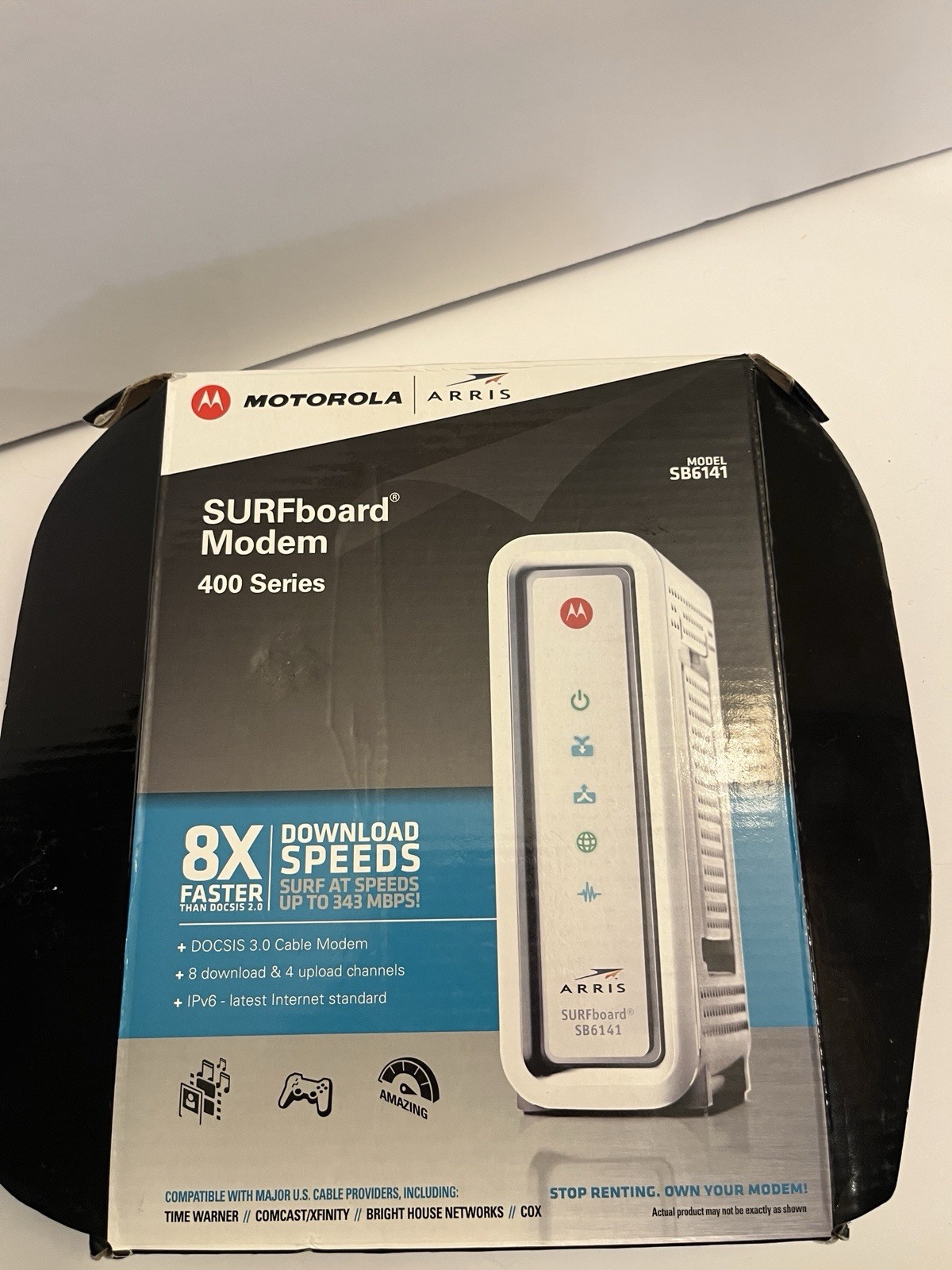 ARRIS SURFboard SB6141 DOCSIS 3.0 Cable Modem 343 Mbps IPv6 White