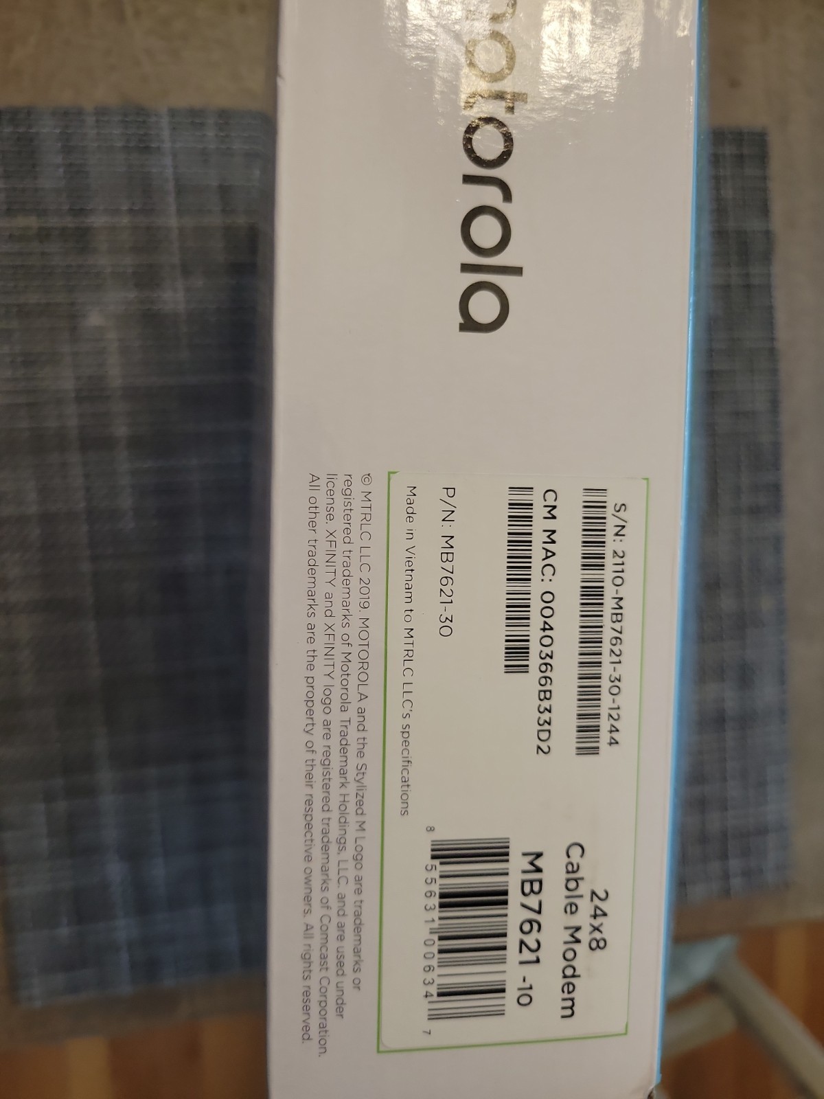 MOTOROLA 24×8 Cable Modem MB7621 1000+ MBPS Xfinity Cox Open Box