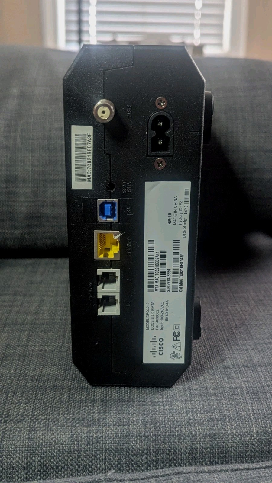 Cisco DPQ3212 DOCSIS 3.0 Cable Modem – Tested Works – With Power Cable