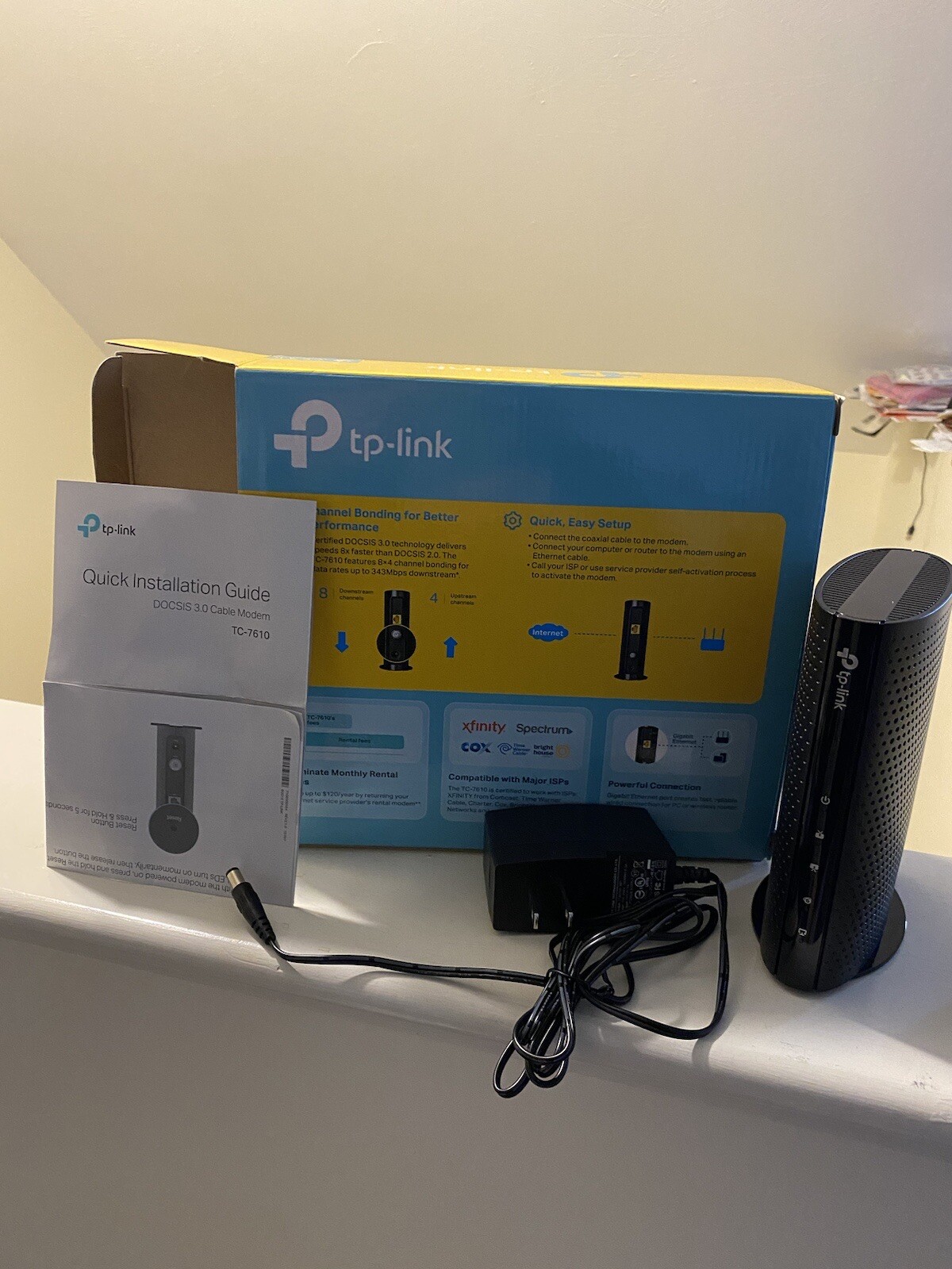 TP-Link TC-7610 DOCSIS 3.0 (8×4) Cable Modem. Max Download SpeedsUpTo343Mbps.NIB