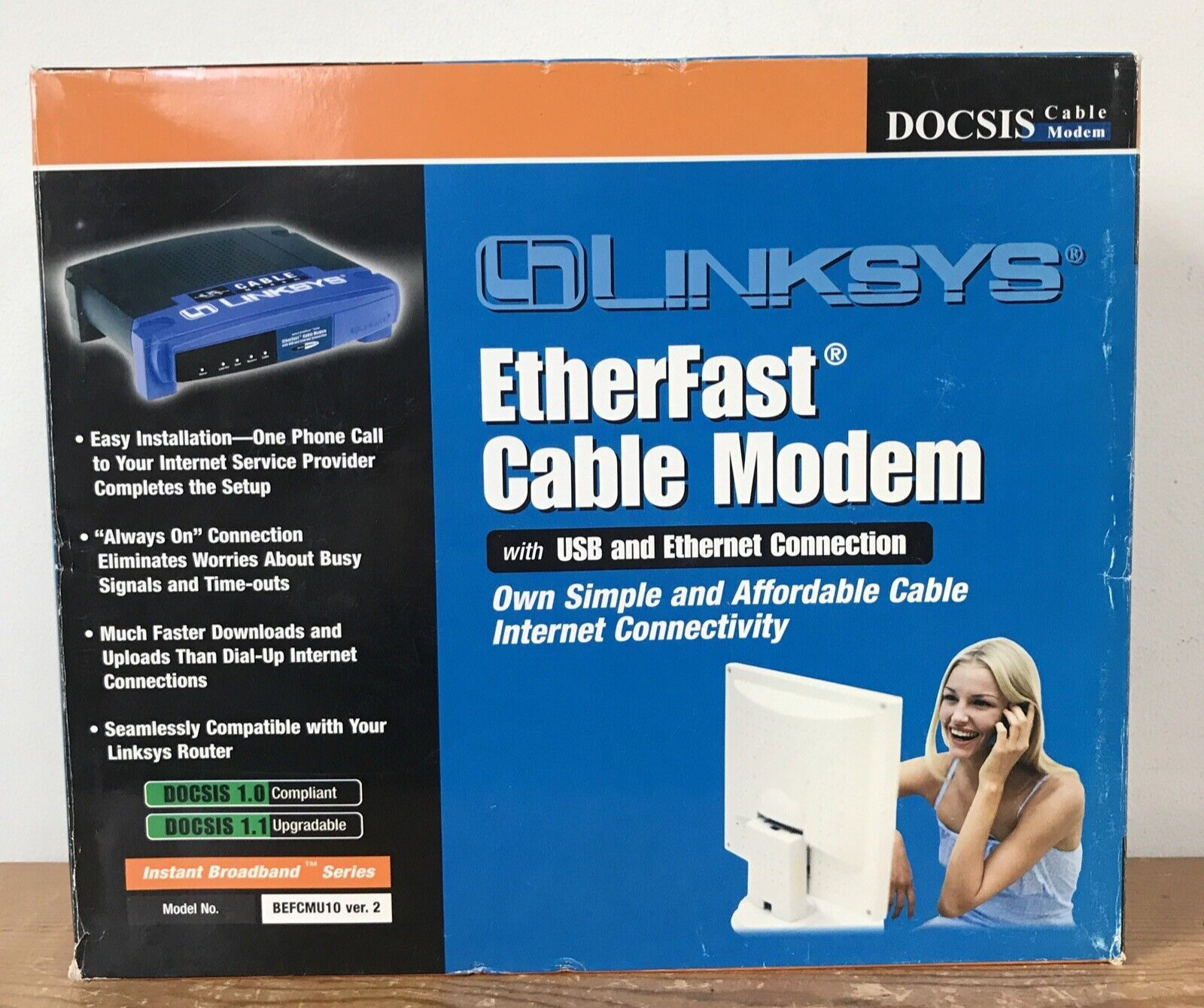 Linksys BEFCMU10 EtherFast Cable Modem With USB & Ethernet Connection