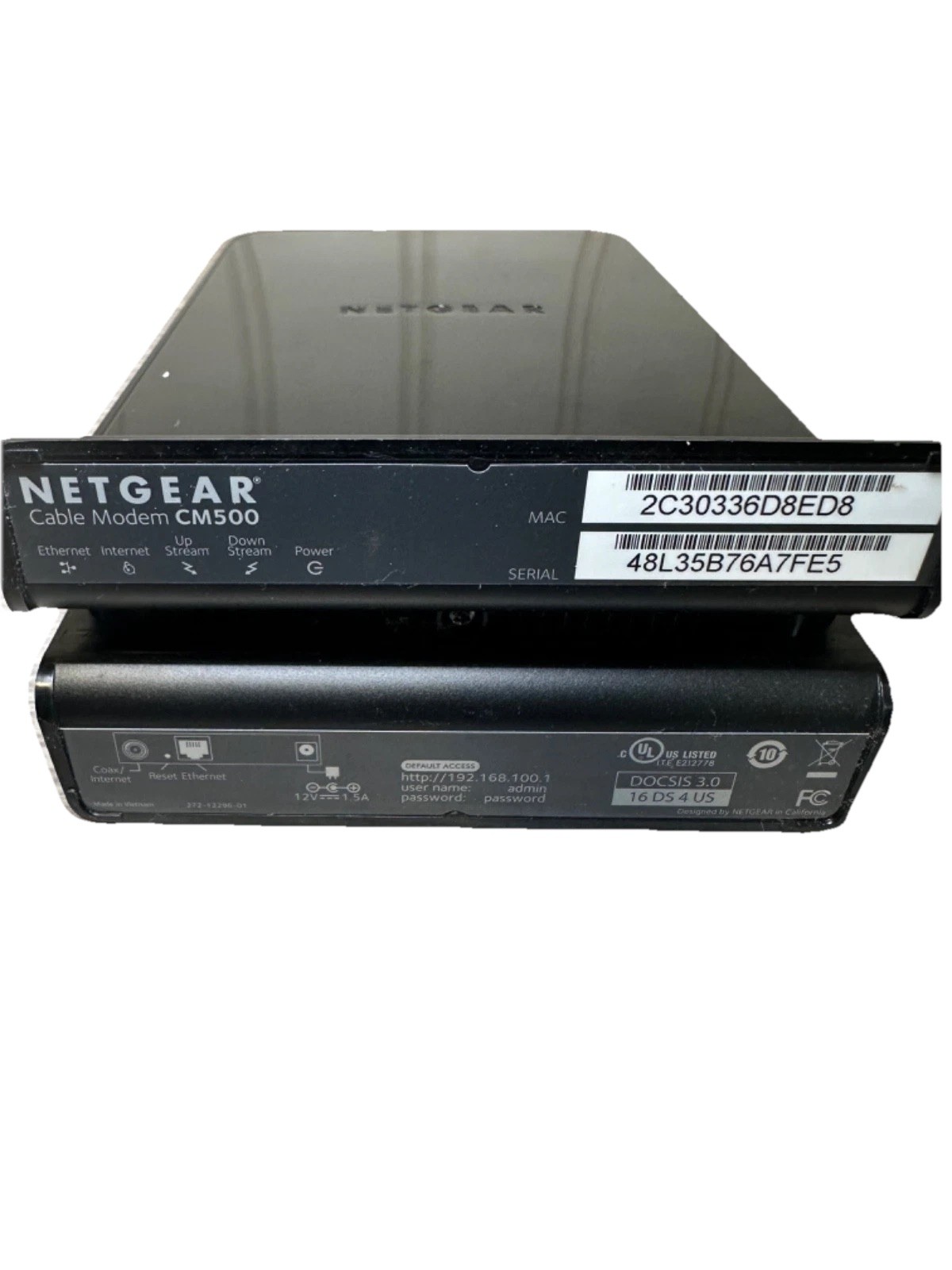 Netgear CM500 DOCSIS 3.0 Cable Modem Xfinity Cox Spectrum Tested Working